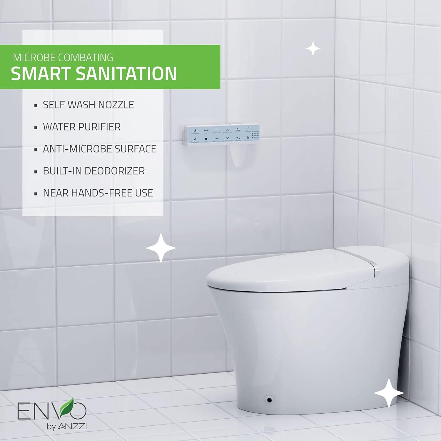 ANZZI Envo 1.28 Gallons GPF Elongated Comfort Height Floor Mounted Bidet Toilet (Seat Included)