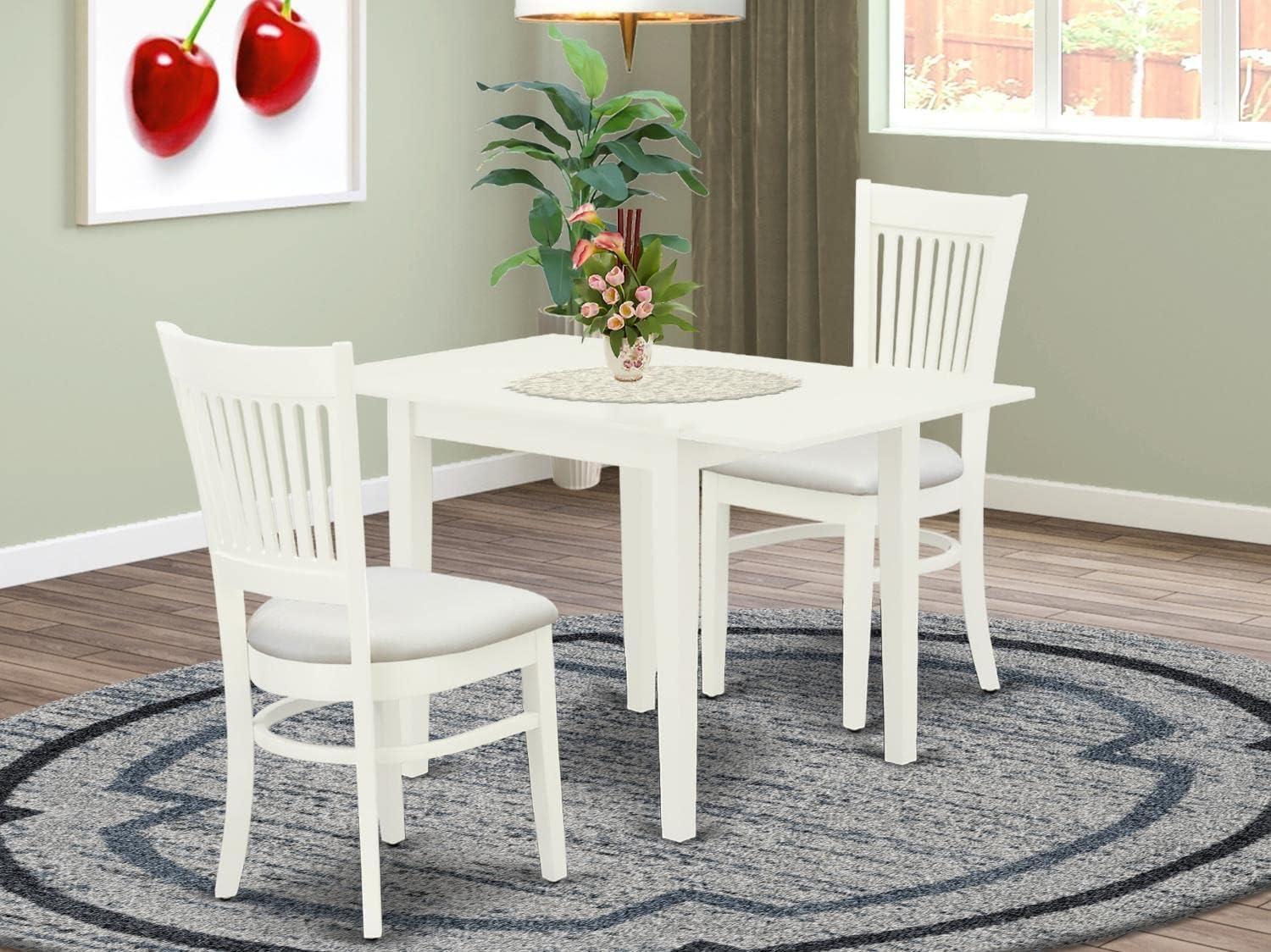 Linen White 3-Piece Wood Dining Table Set with Upholstered Chairs