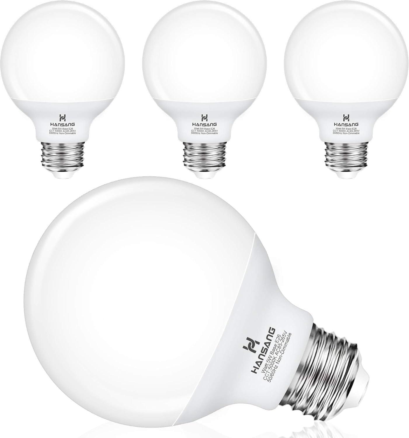 Hansang White G25 LED Globe Light Bulbs, 60W Equivalent