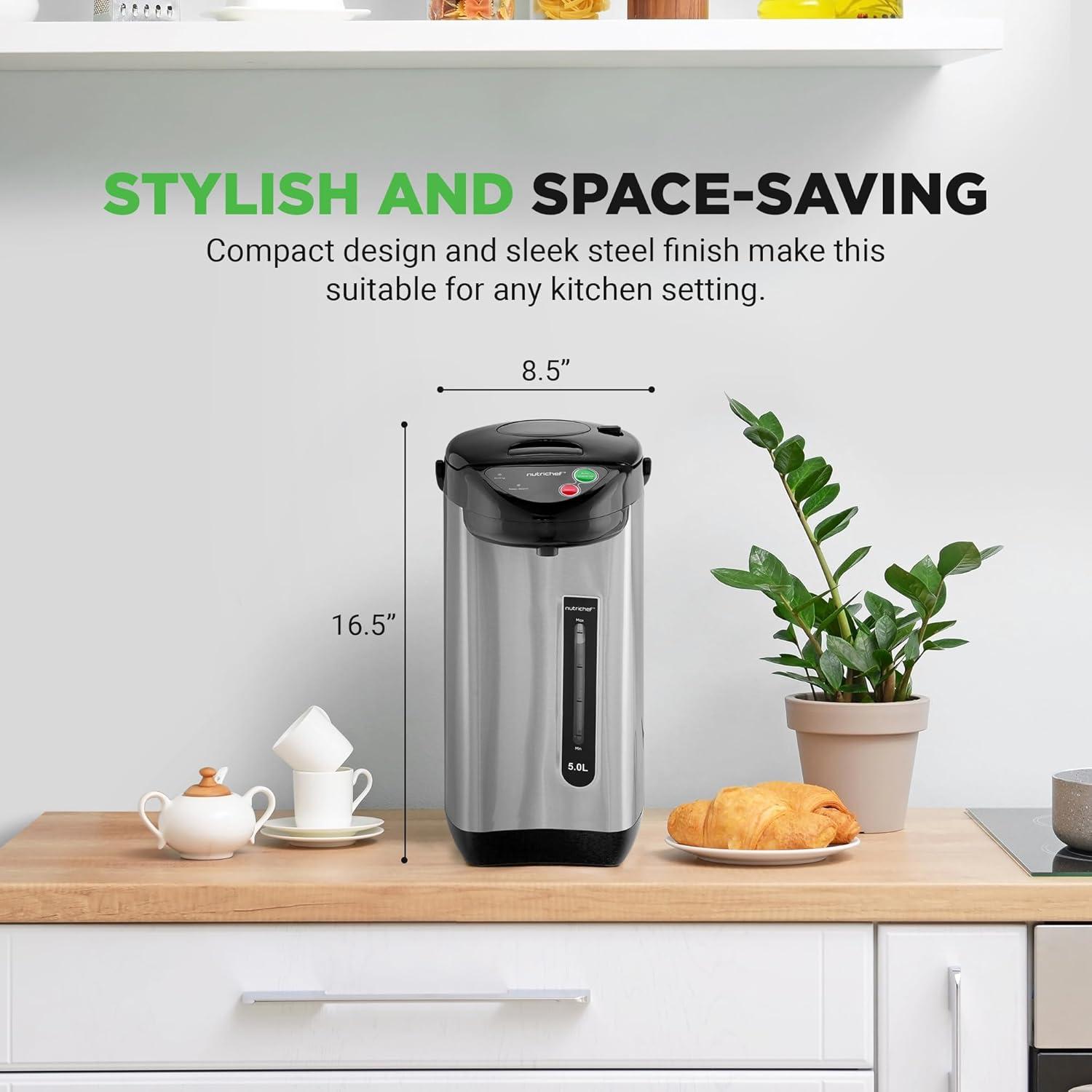 NutriChef 5 Qt Stainless Steel Electric Water Boiler & Warmer, PKWK63