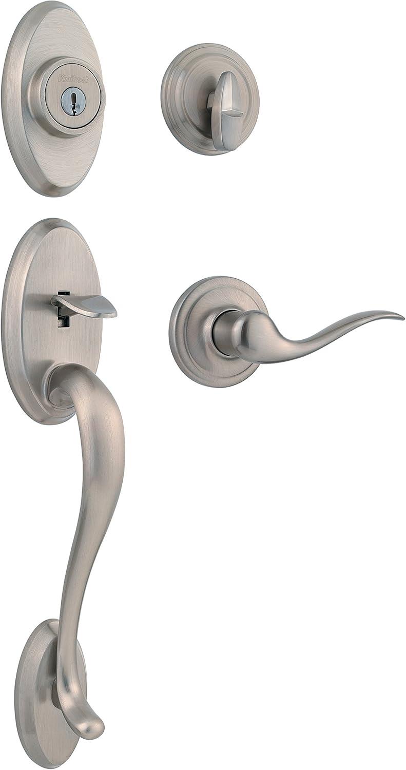 Satin Nickel Single Cylinder Handleset with Tustin Lever