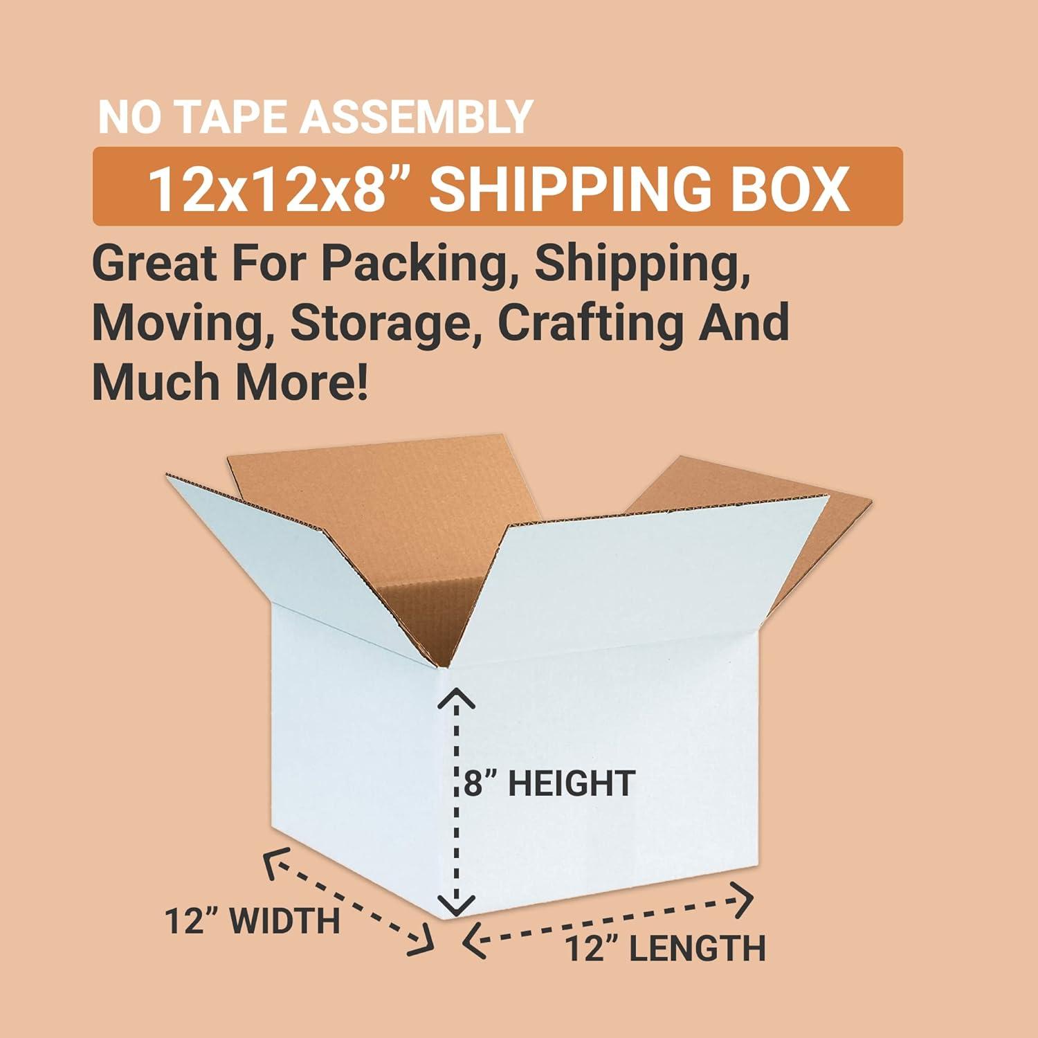 The Packaging Wholesalers Corrugated Boxes 12" x 12" x 8" White 25/Bundle BS121208W