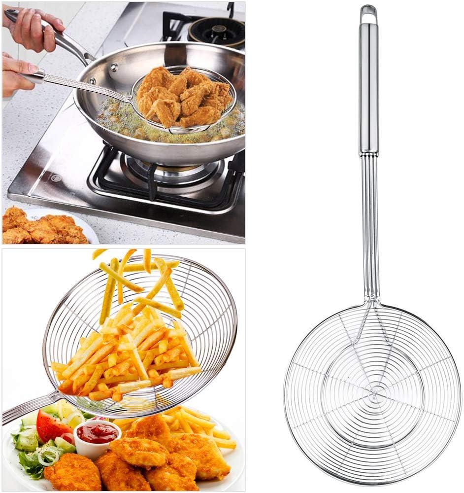 Spider Strainer Skimmer Swify Stainless Steel Asian Strainer Ladle Frying Spoon with Handle for Kitchen Deep Fryer Pasta Spaghetti Noodle 5.5 Inch