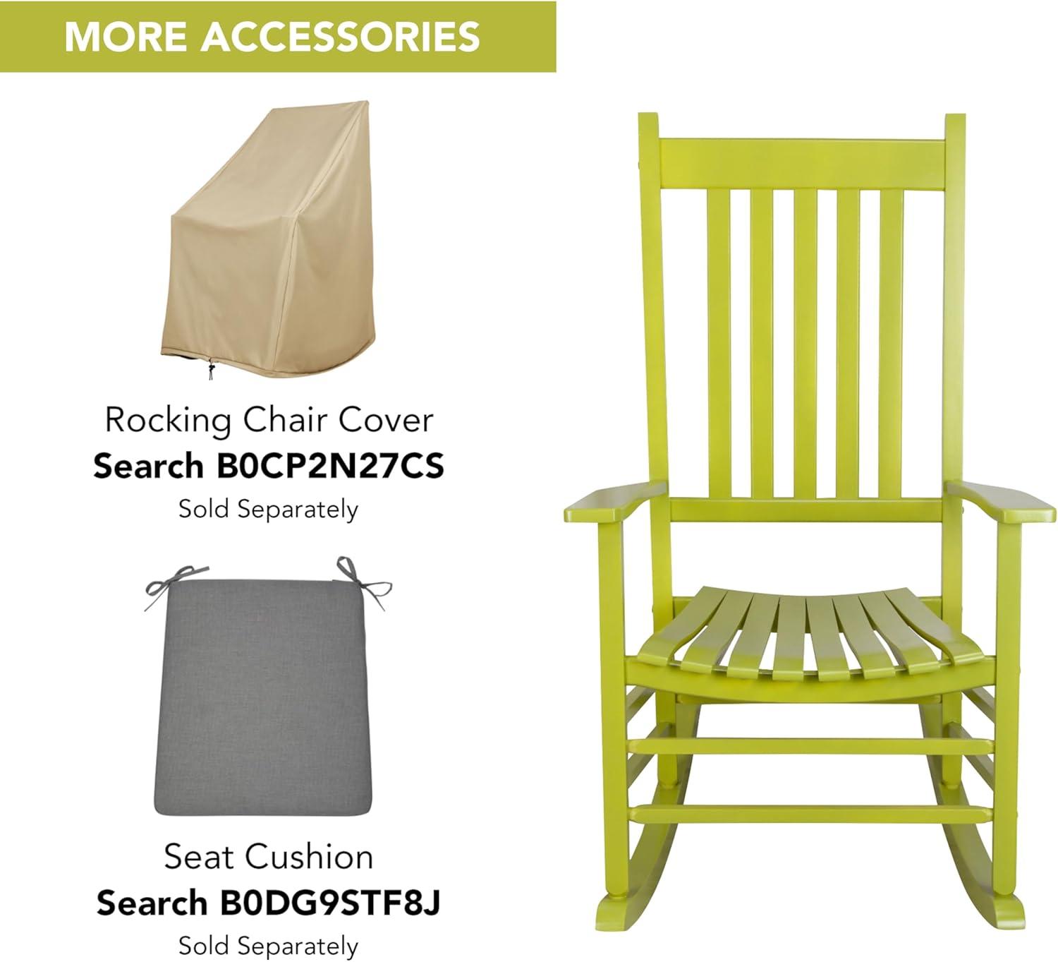 Shine Company 4332 Lime Wood Frame Rocking Chair with Slat Seat