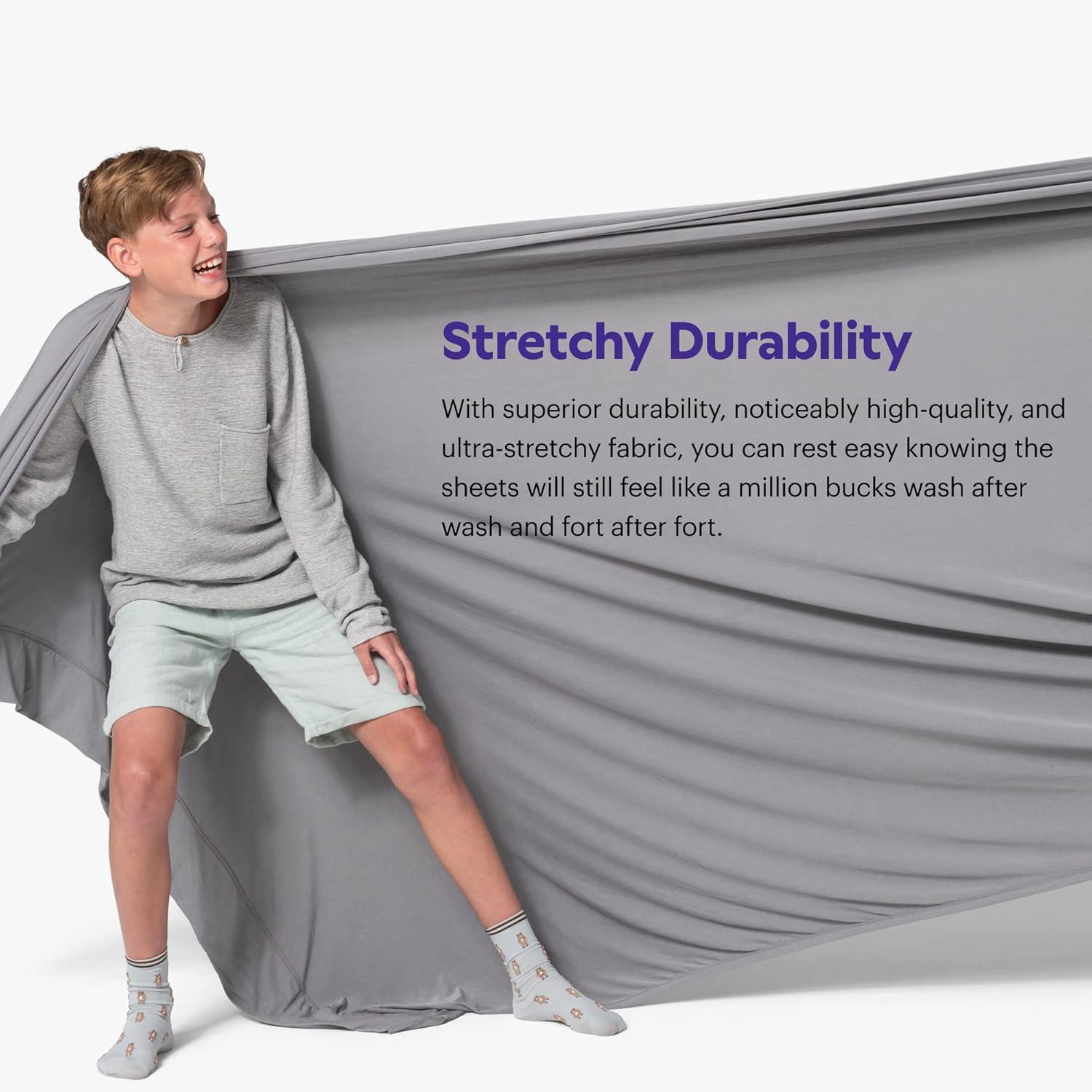 Purple Kid Bed Sheets, Purple Mattress, Grey, Stretchy, Durable, Twin Size