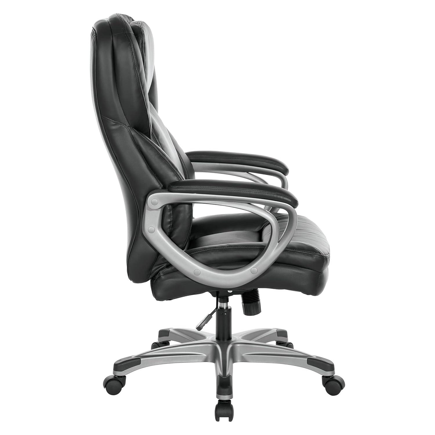 Executive Black Bonded Leather Chair with Titanium Coated Nylon Base