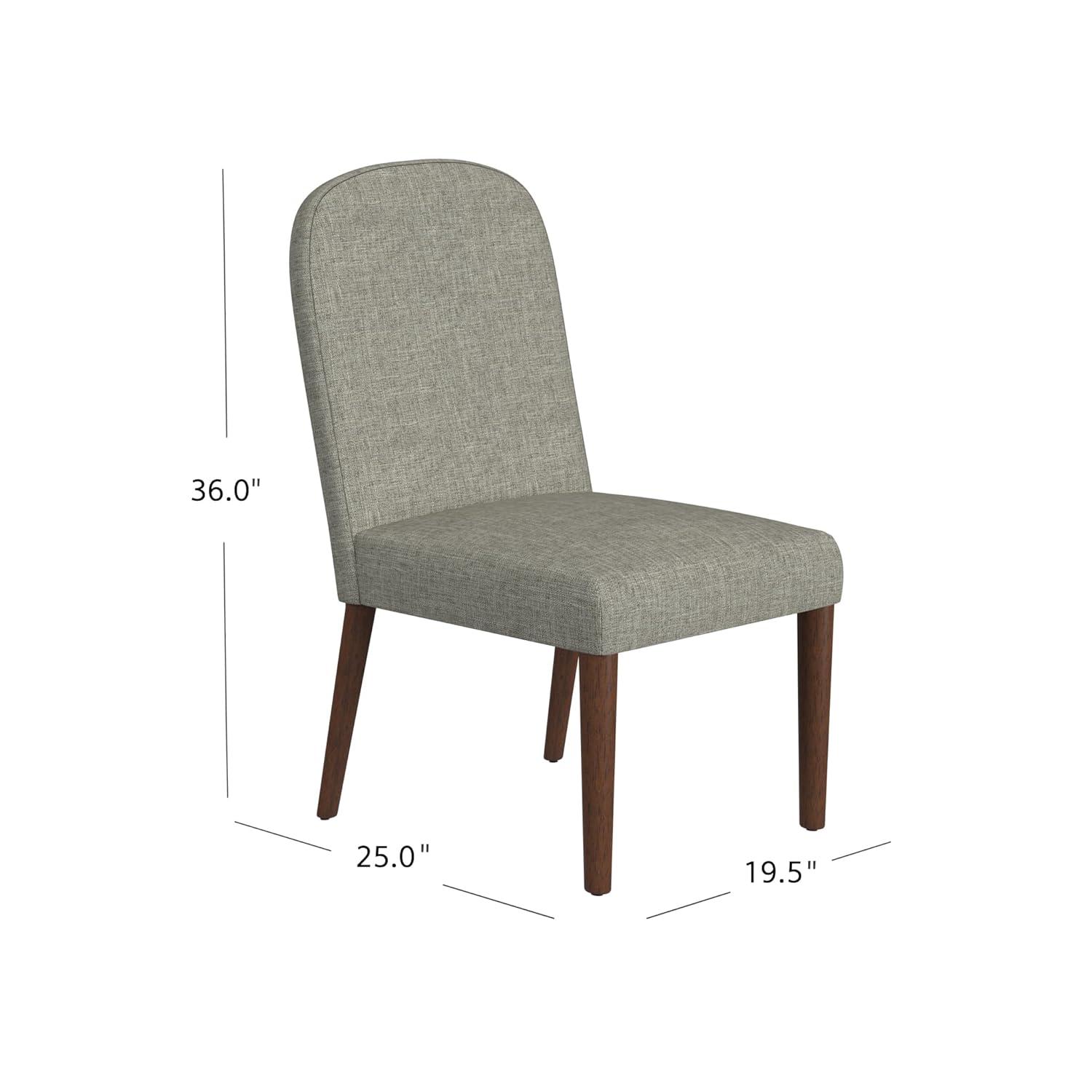 Rounded Back Upholstered Dining Chair Gray - HomePop: Modern Accent Side Chair, Wood Legs, Easy Maintenance