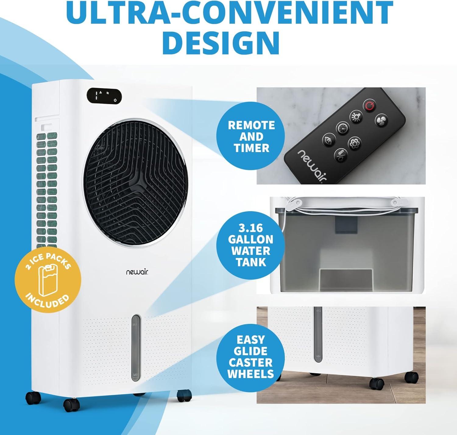 Newair Newair Evaporative Air Cooler and Portable Cooling Fan, 1600 CFM, Remote Control and Timer