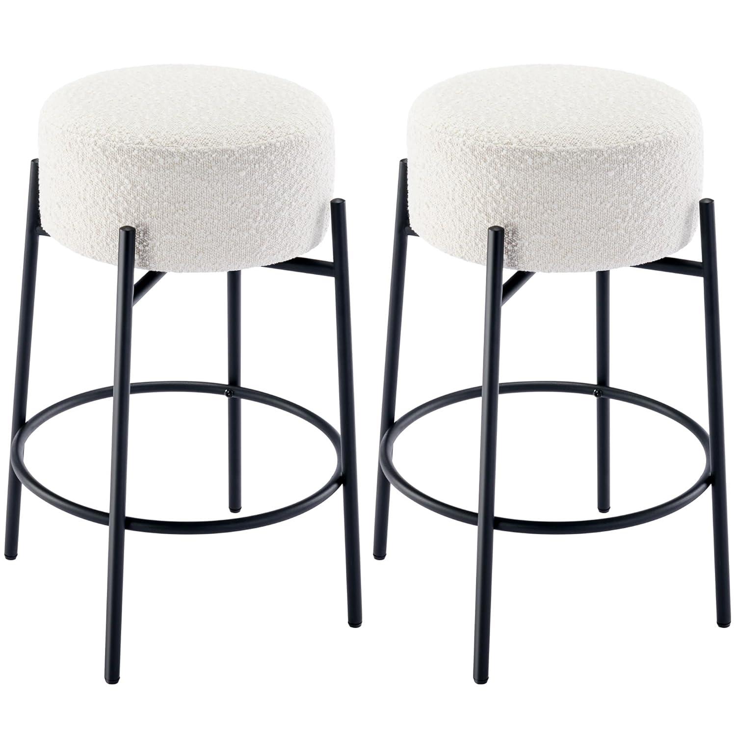 Amy Swivel Backless Boucle Upholstered 26.7"H Counter Stool with Steel Frame (Set of 2/3/4)