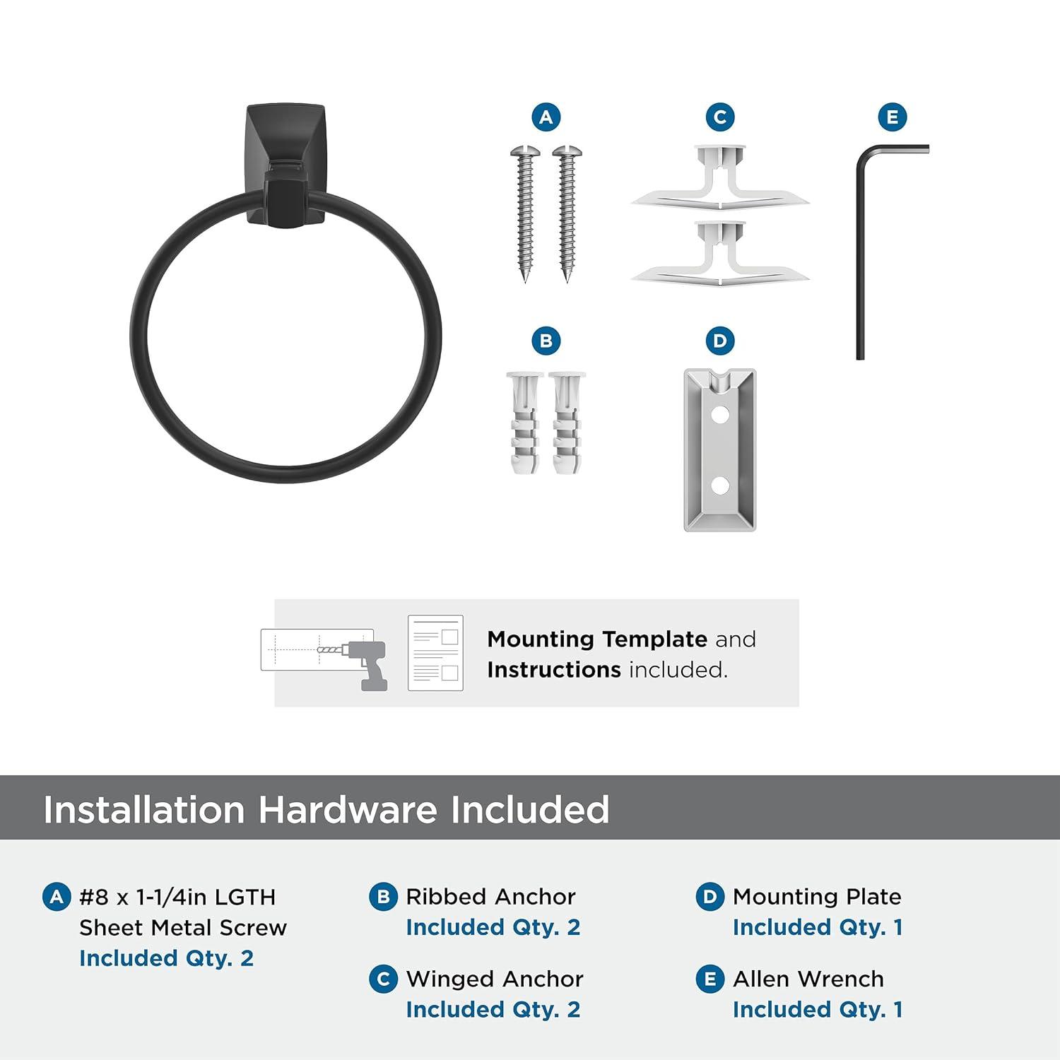 GlideRite Hardware Avalon Towel Ring Hardware Accessory 9040-SQ-MB-1