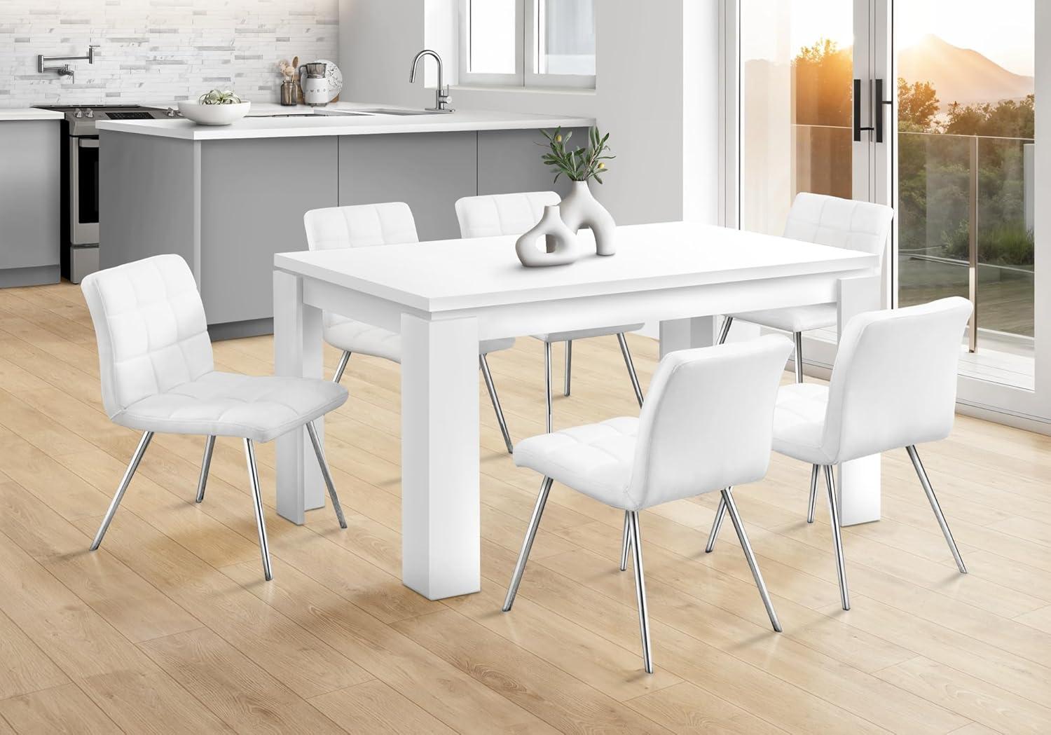 Monarch Specialties Dining Table 60" Rectangular Kitchen Dining Room White Laminate Contemporary Modern