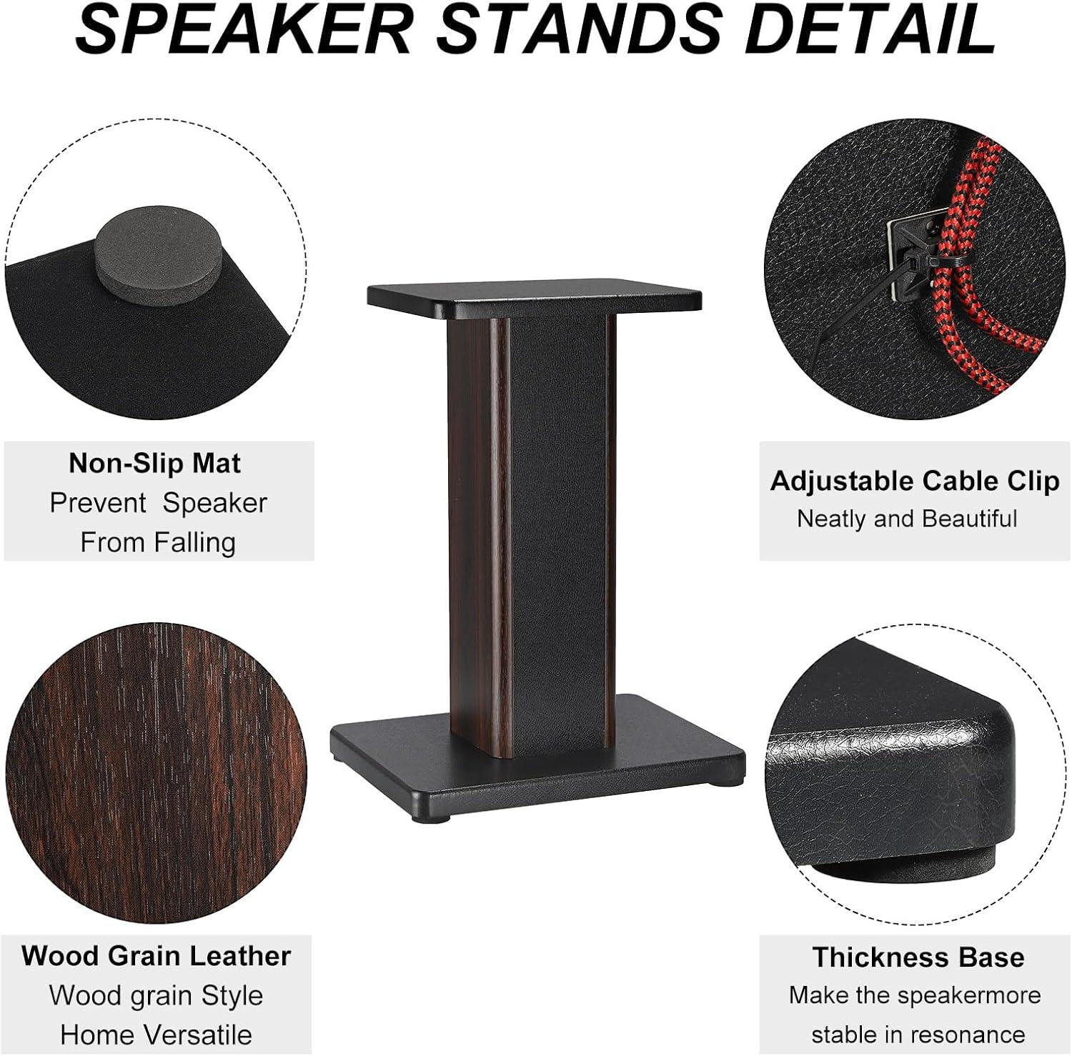 15.7 Inch Wood Grain Bookshelf Speaker Stands Pair