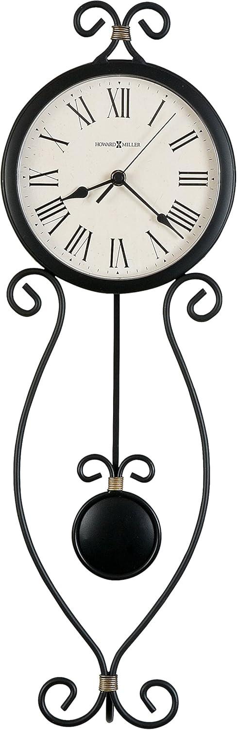 Ivana Antique Black and Gold Wrought-Iron Wall Clock