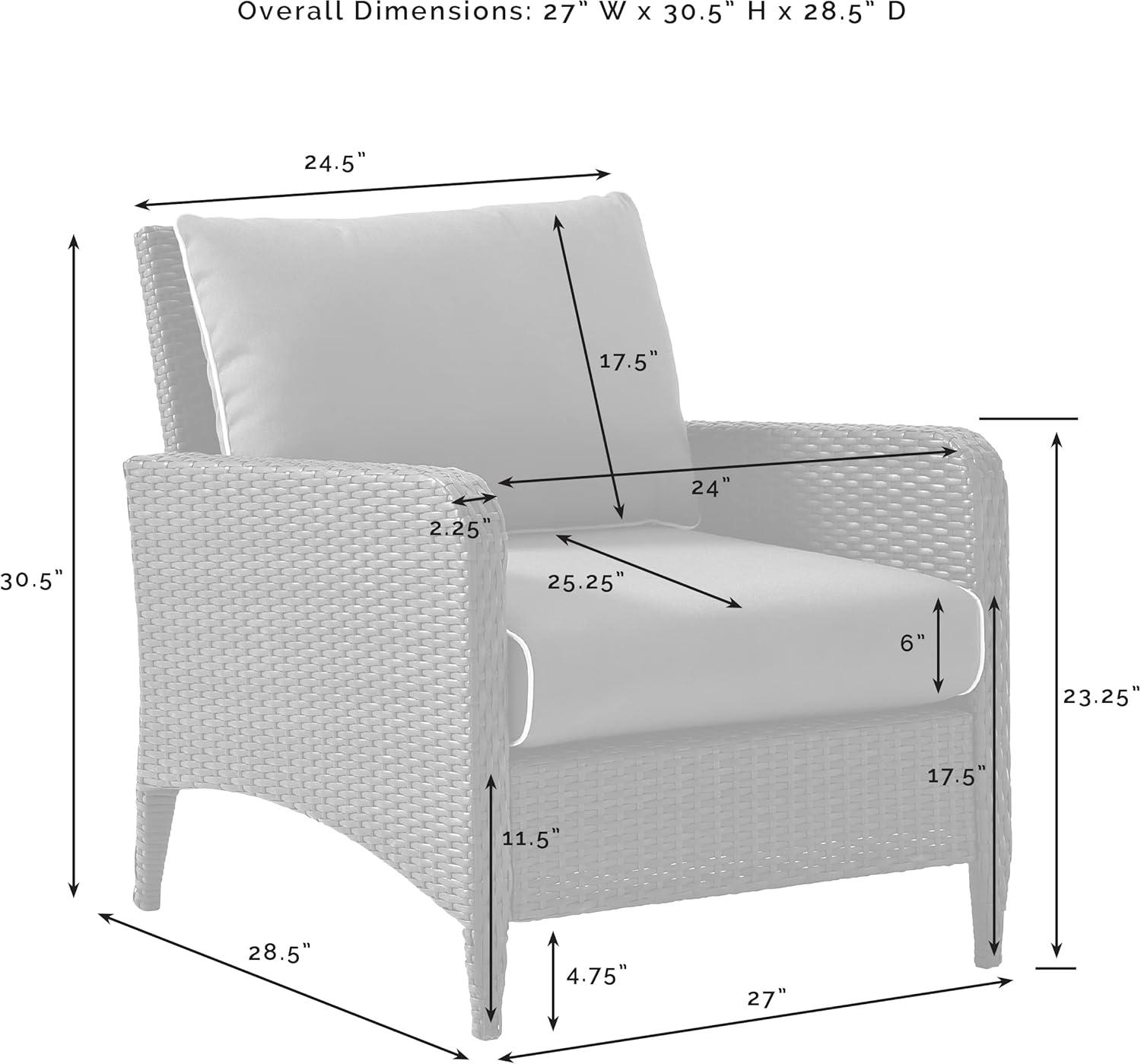 Kiawah Gray Woven Outdoor Accent Chair with Cushions