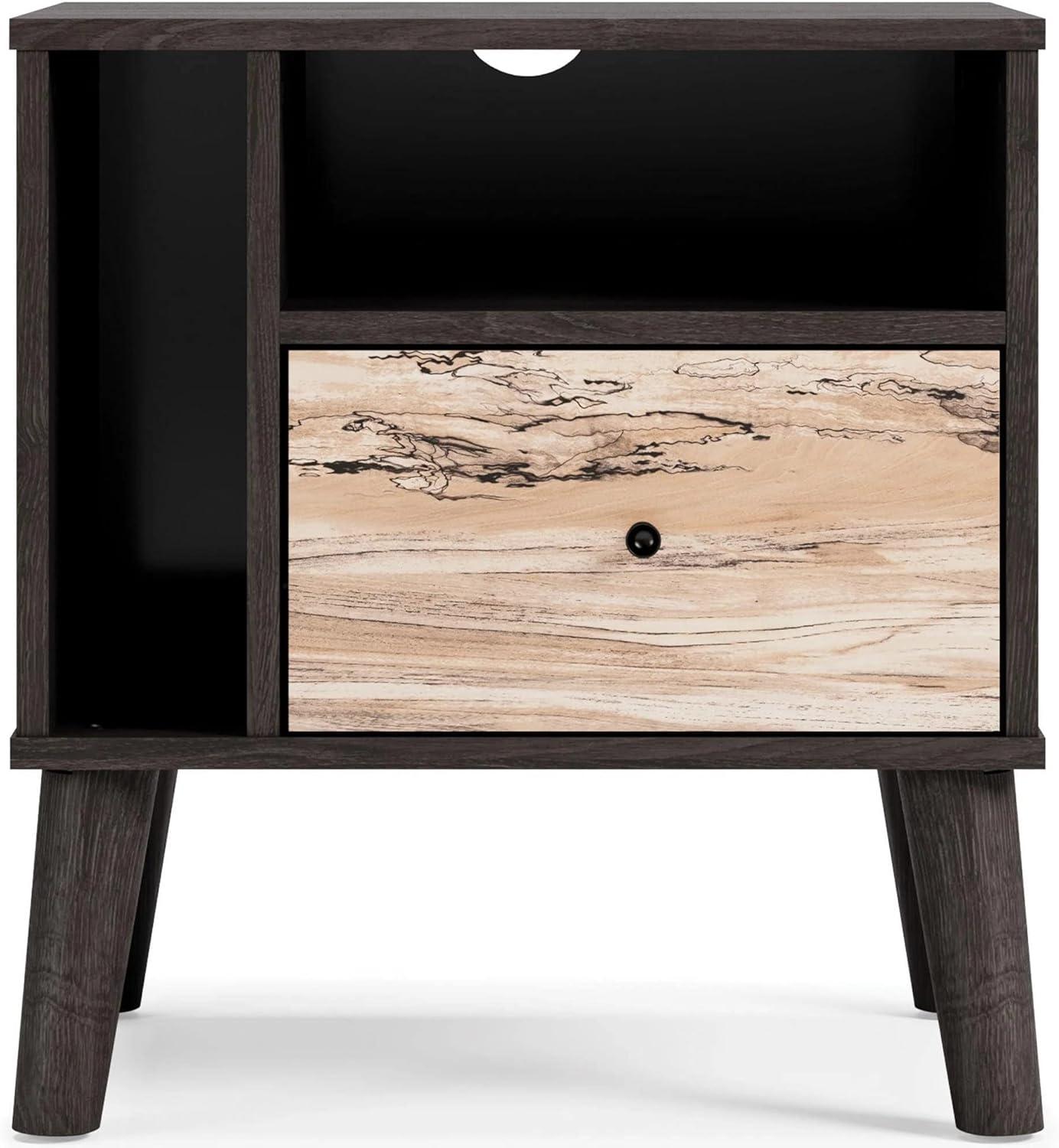 Piperton Nightstand Black/Gray - Signature Design by Ashley: Dual-Tone, Open Shelf, Matte Knobs