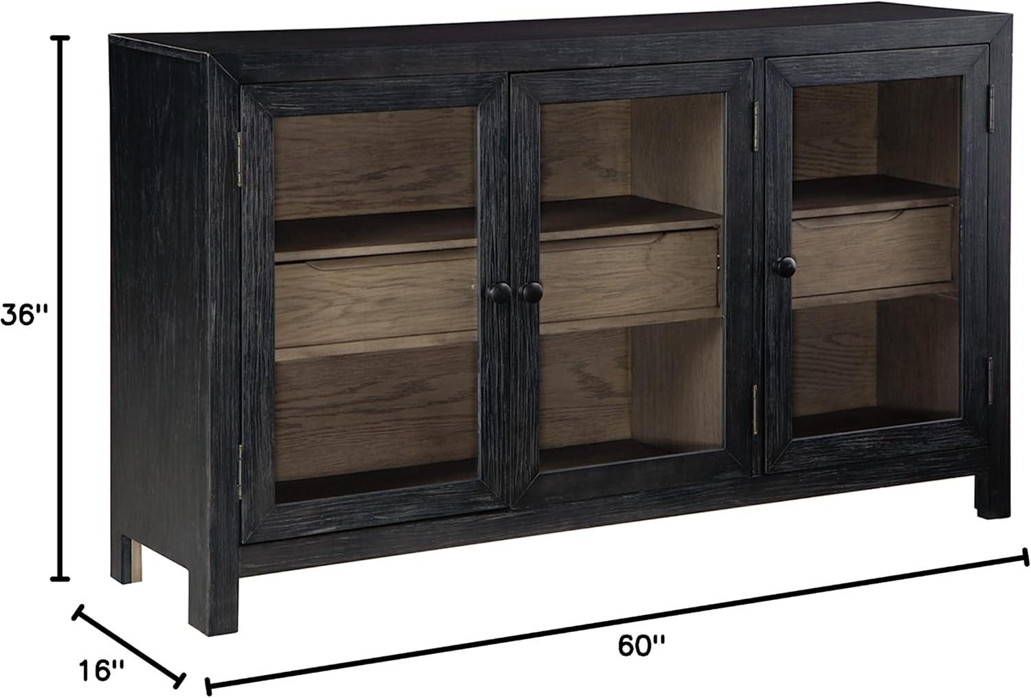 Ashley Furniture Lenston 3-Door Wood Accent Cabinet in Black/Warm Gray