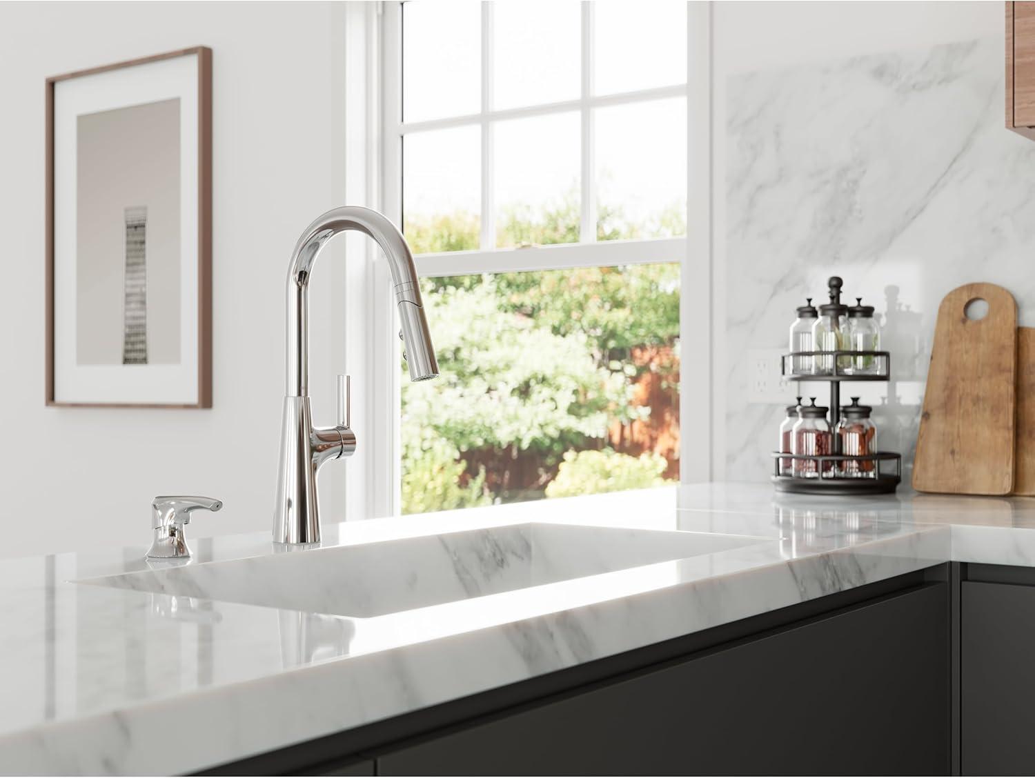 Tasso Polished Chrome Pull-Down Kitchen Faucet with Soap Dispenser