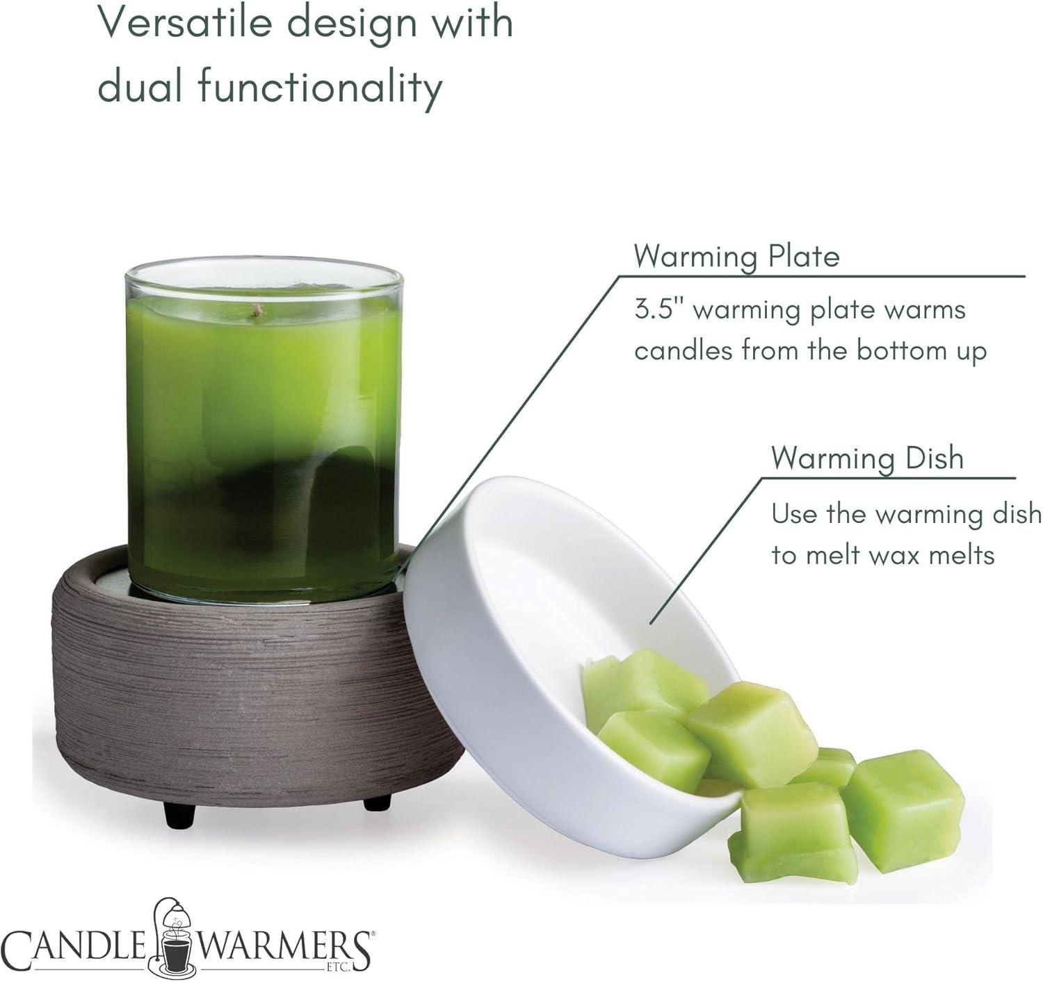 CANDLE WARMERS ETC 2-in-1 Candle and Fragrance Warmer, Gray Texture