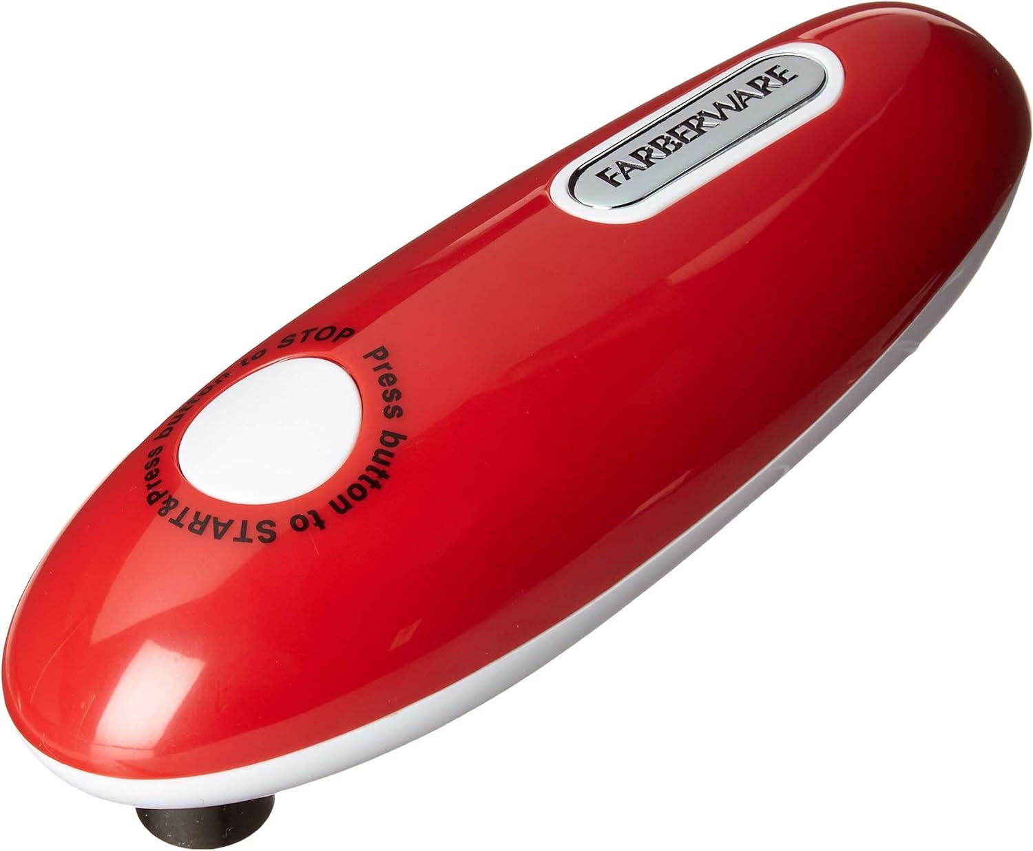 Red and White Hands-Free Automatic Can Opener