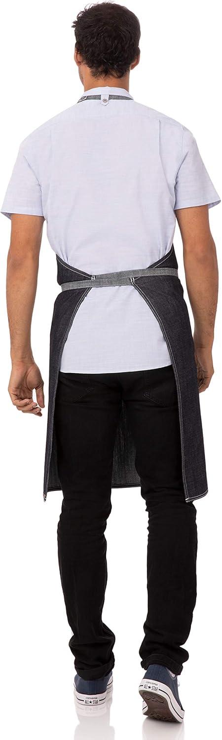 Indigo Blue Cotton Unisex Bib Apron with Pockets