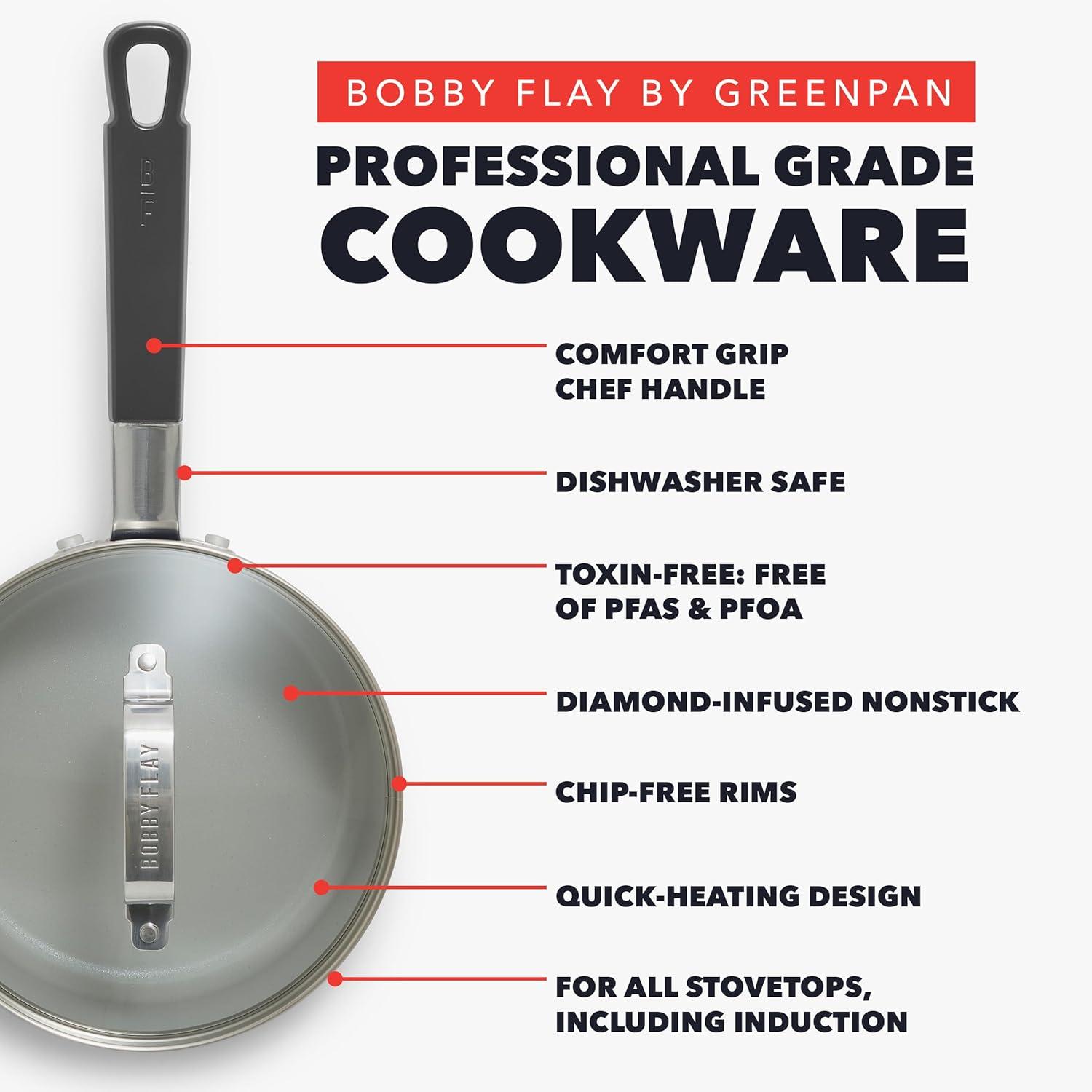 GreenPan Bobby Flay by GreenPan Professional Grade Ceramic Nonstick 2.53QT Saucepan with Lid