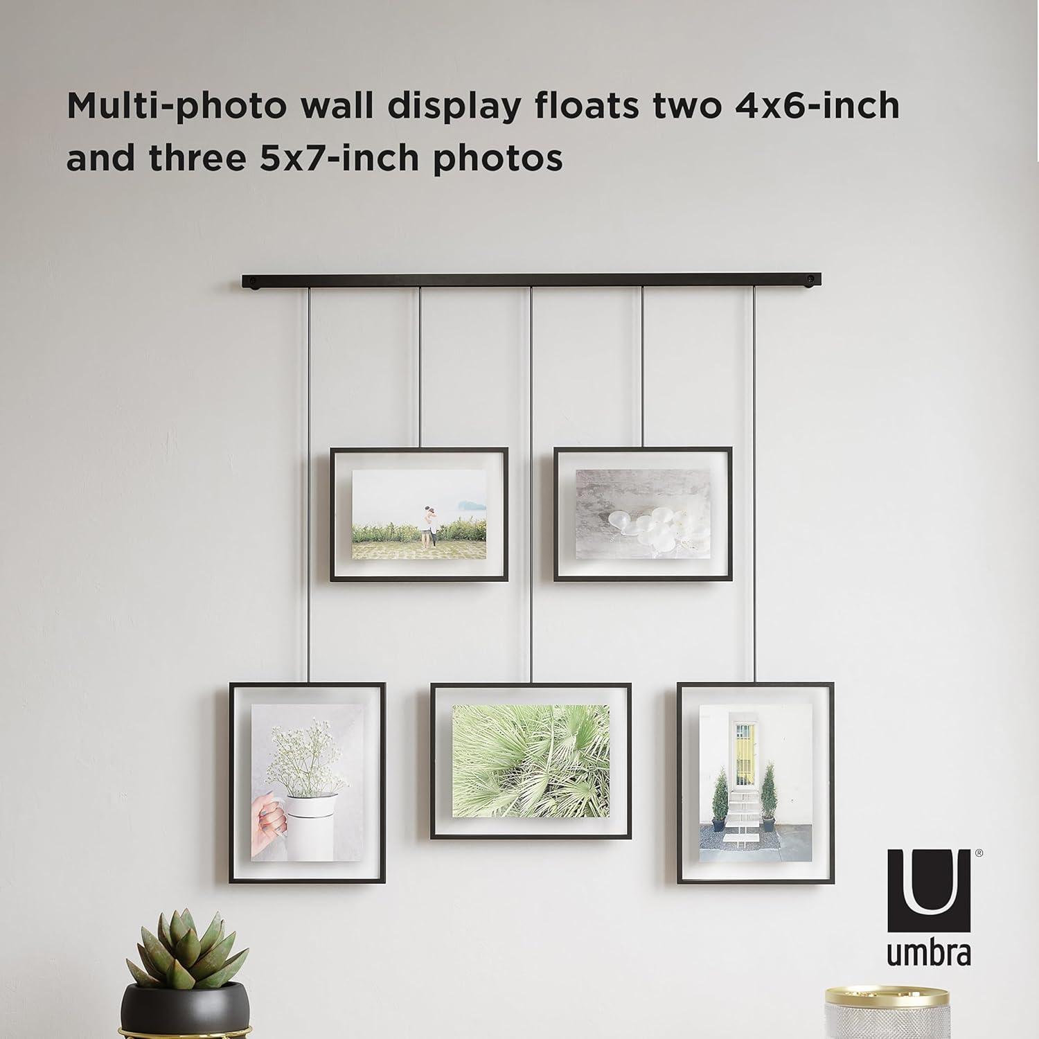 Exhibit Ledge Black Metal 5-Picture Frame Set for Modern Wall Display