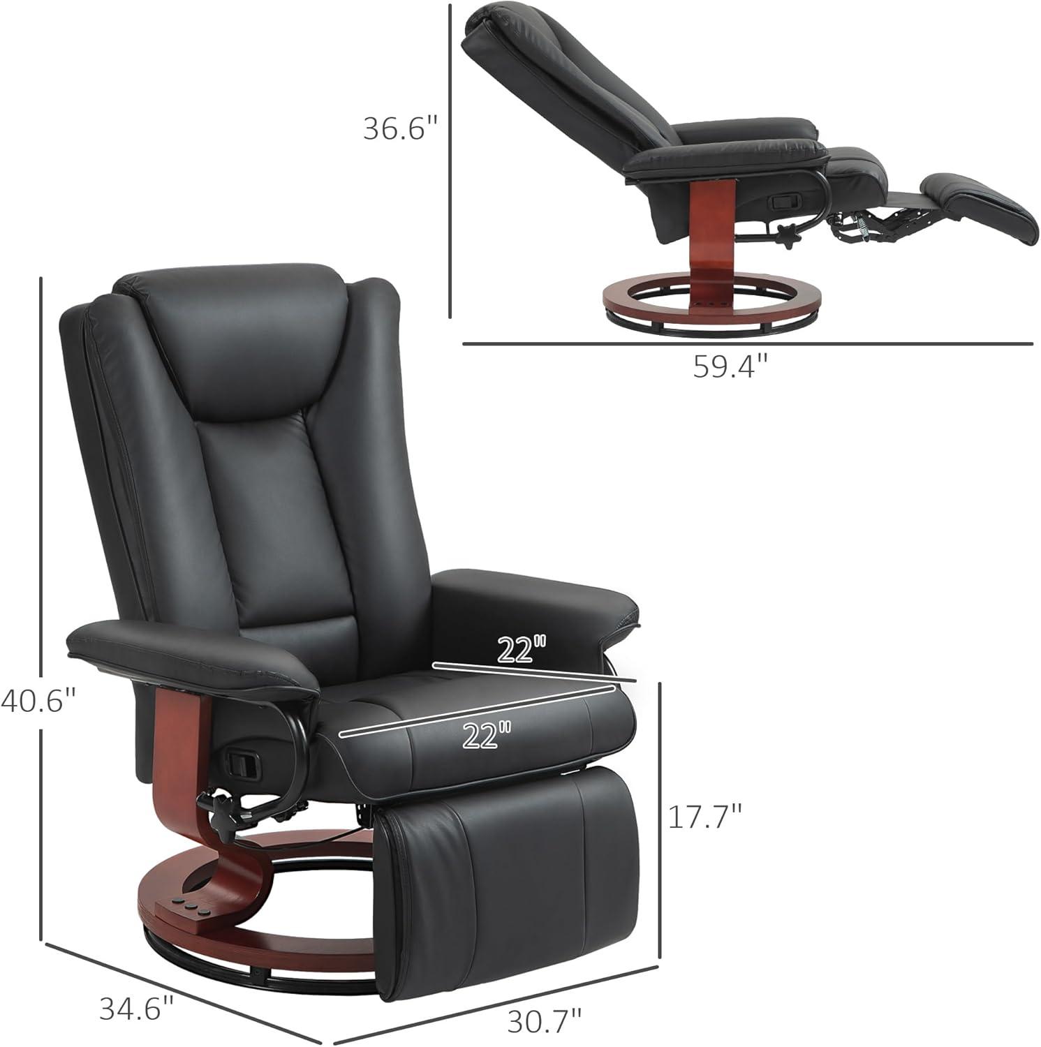 Manual Swivel Recliner Chair, Reclining Chair With Footrest For Living Room