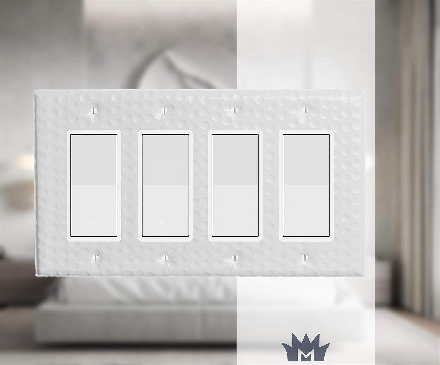 Monarch Abode Hand Hammered 4-Gang Rocker Light Switch Standard Wall Plate