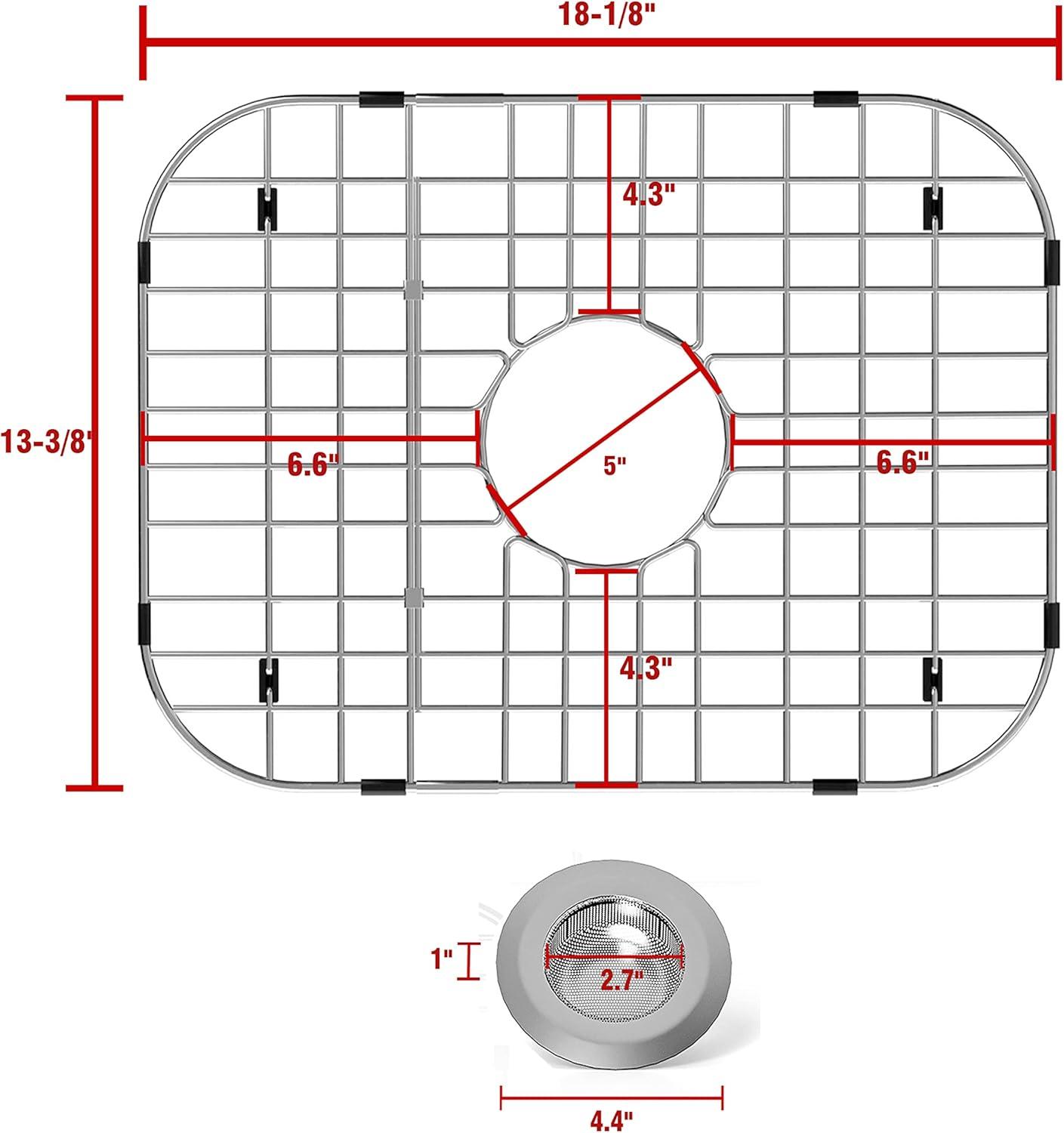 Rectangular Stainless Steel Sink Grid with Center Drain