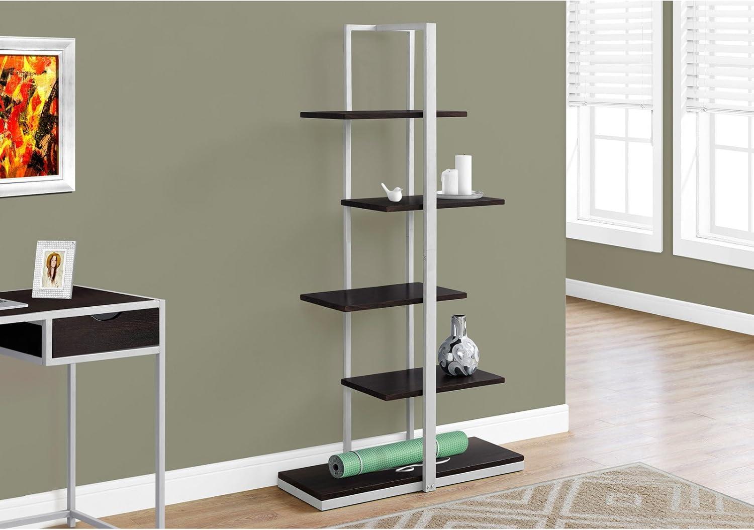 Monarch Specialties Bookshelf, Bookcase, Etagere, 5 Tier, 60"H, Office, Bedroom, White Laminate