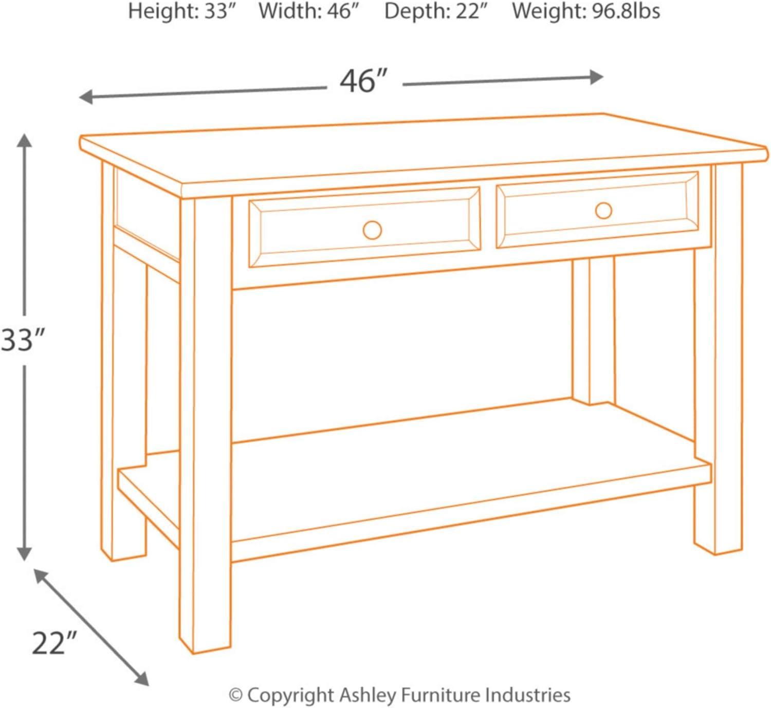 Tyler Creek Sofa/Console Table Grayish Brown/Black - Signature Design by Ashley: Mid-Century Modern with Open Shelf, Storage Drawer