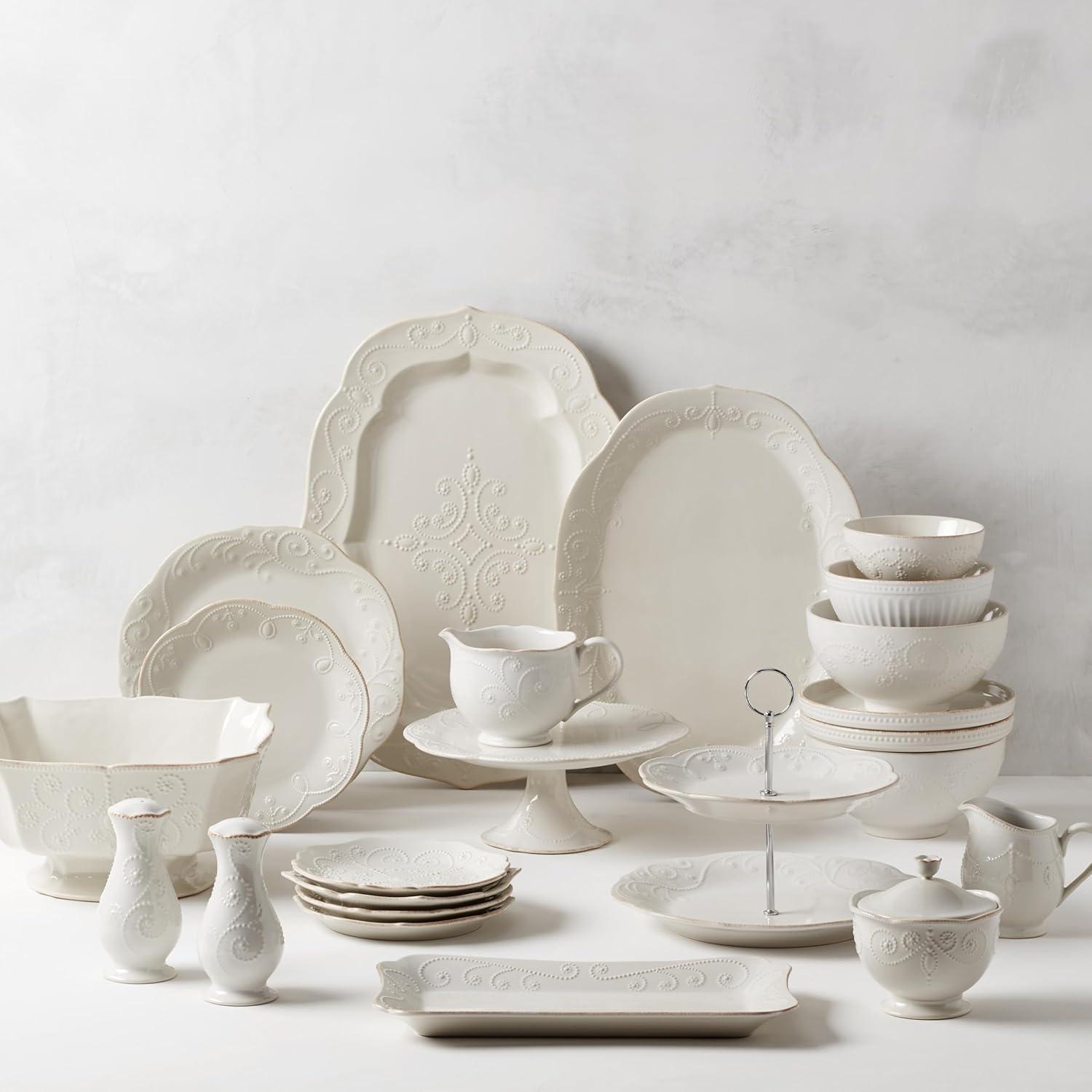 French Perle White Sugar and Creamer Set