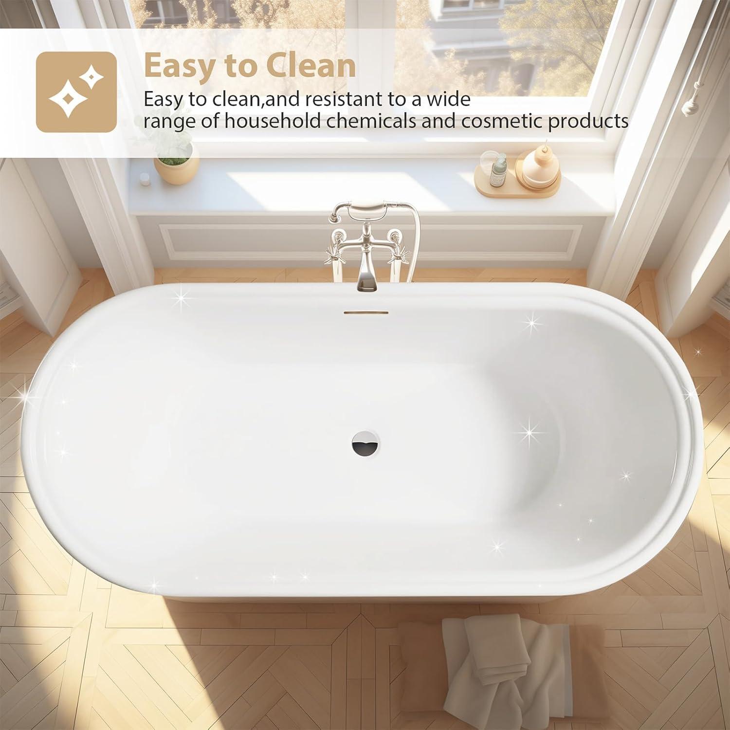 54'' x 29'' Freestanding Soaking Acrylic Bathtub