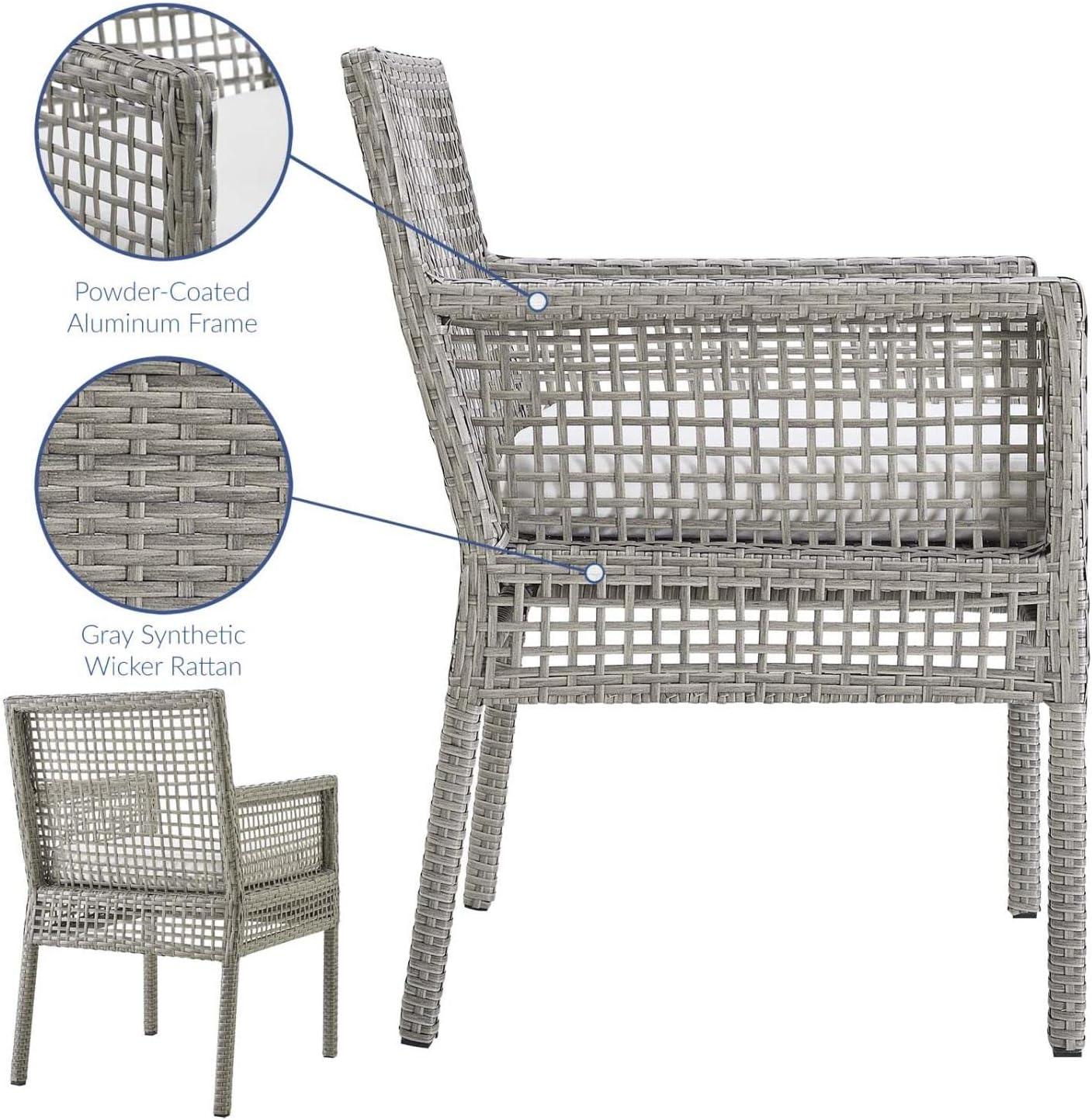 Modway Aura Outdoor Patio Wicker Rattan Dining Armchair, Multiple Colors