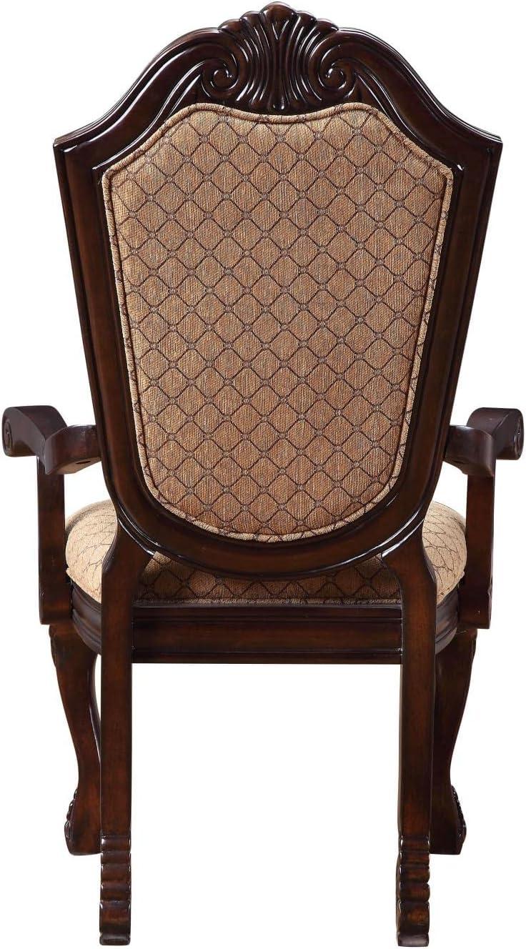 Espresso Floral Wood 29" Accent Dining Chair with Arm Rest