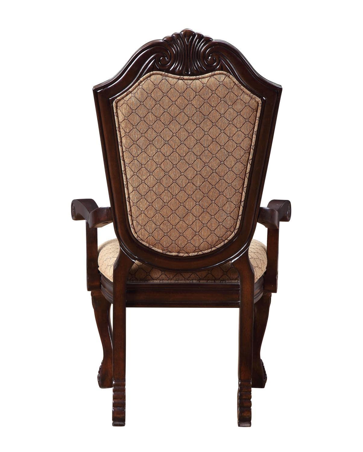 Chateau De Ville 29" Accent Chairs Fabric and Espresso - Acme Furniture: Luxurious Dining Armchair, Queen Anne Legs
