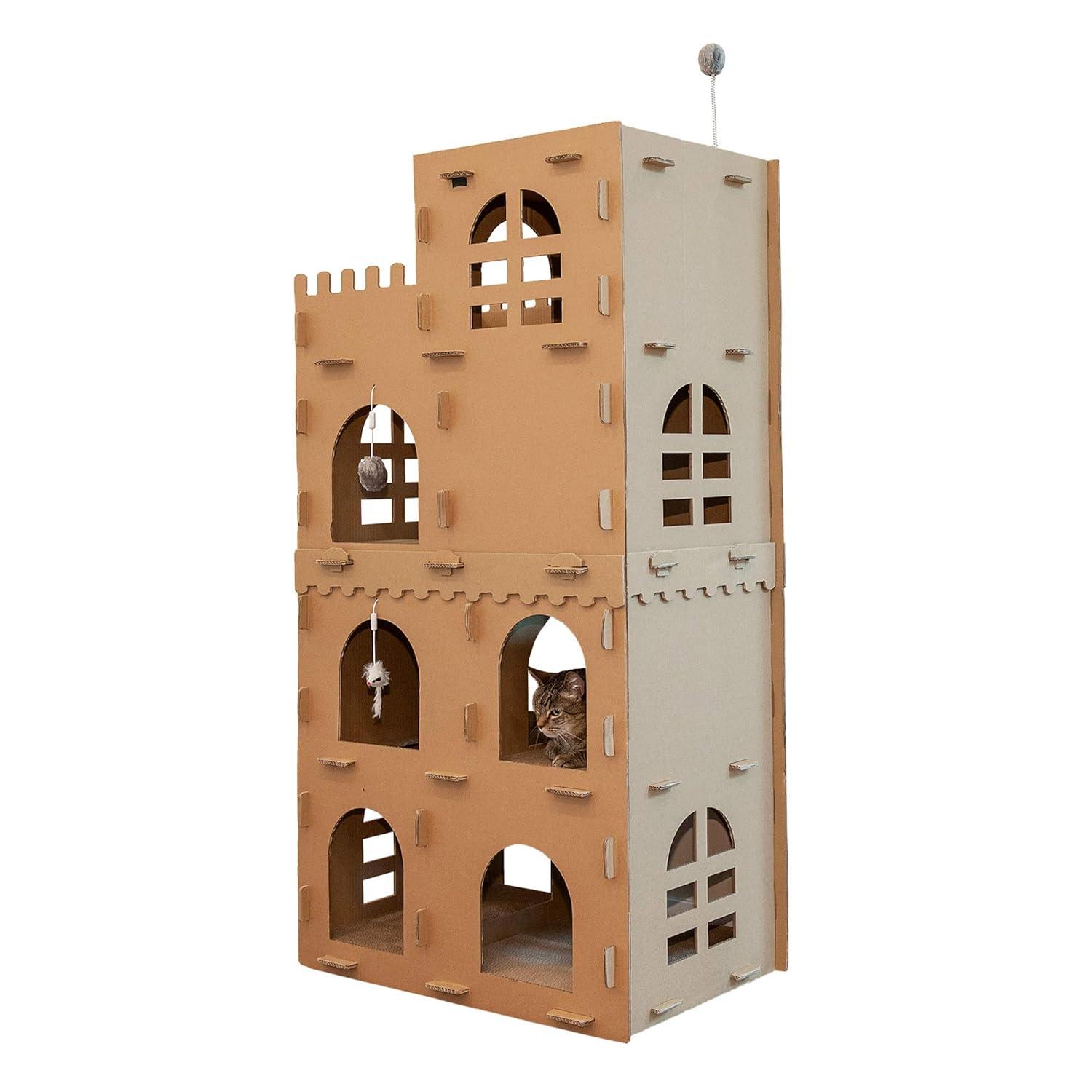 FurHaven Tiger Tough Castle Playground Deluxe Scratcher House