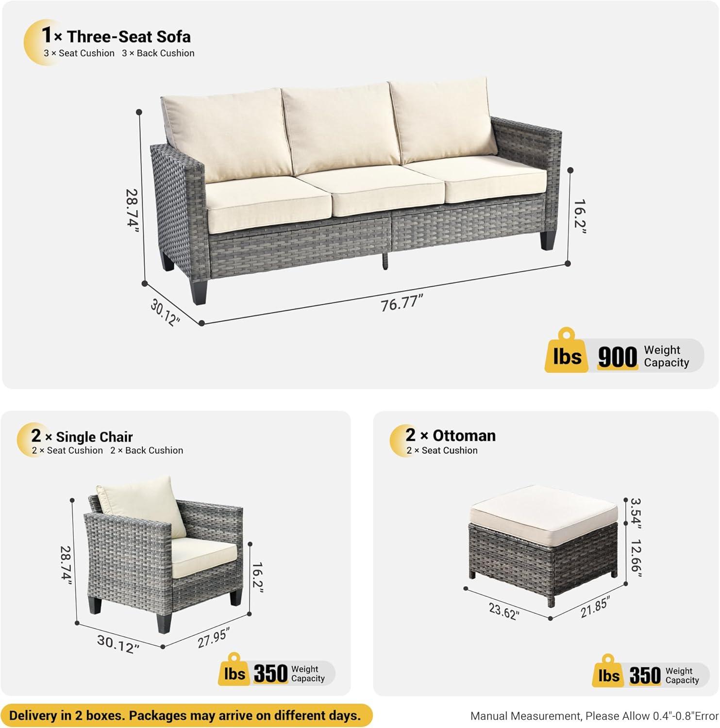 Harbin 5 Piece Rattan Sofa Seating Group with Cushions