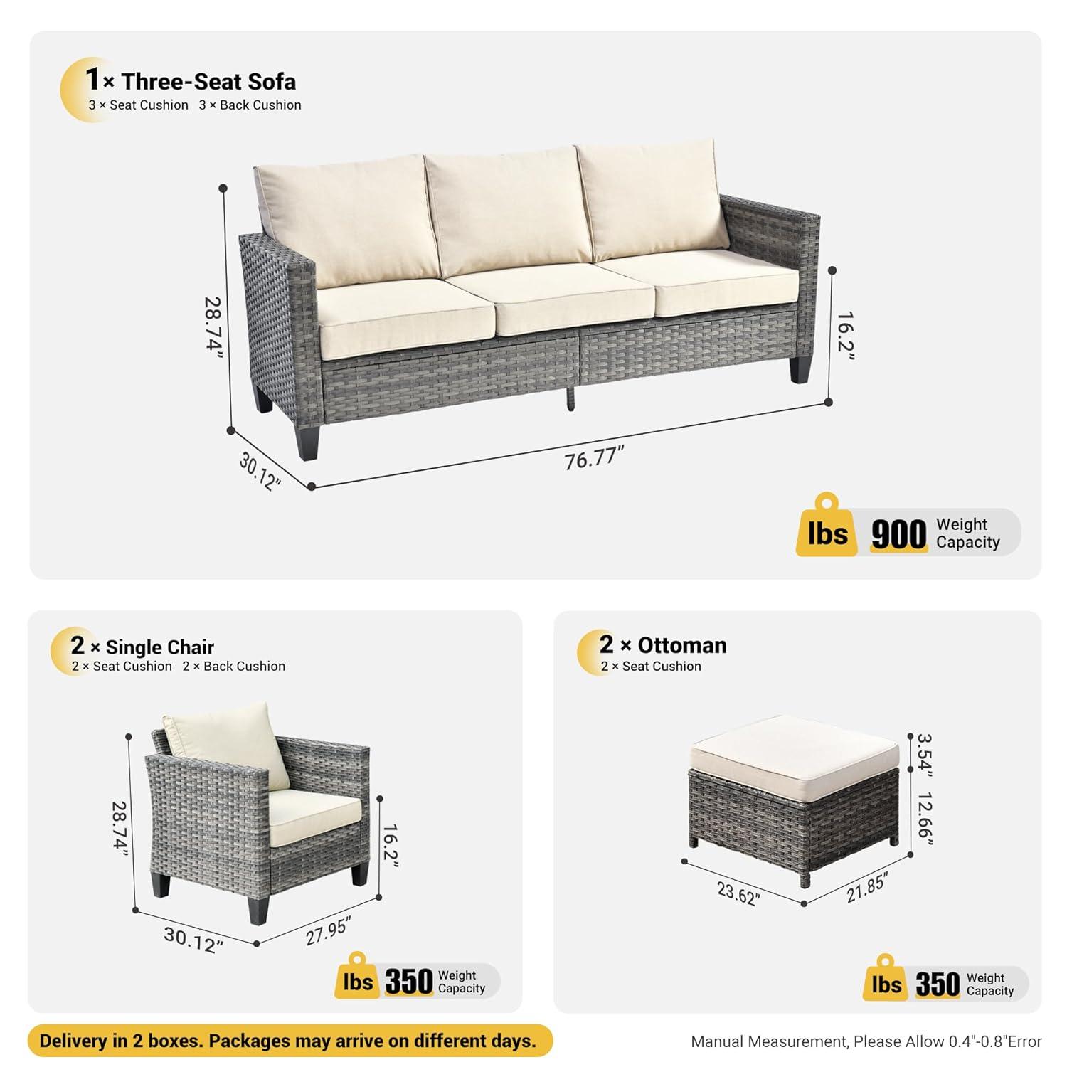 Red Barrel Studio® Harbin Wicker 5 Piece Rattan Sofa Seating Group with Cushions with Armchairs