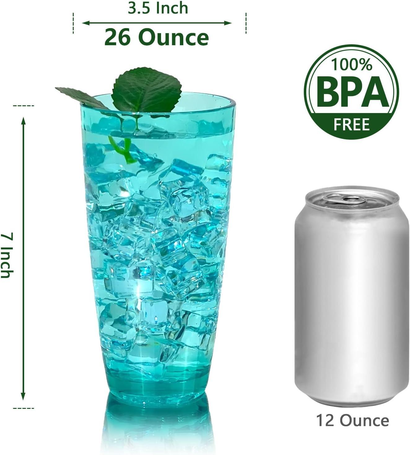 26-Ounce Large Acrylic Glasses Plastic Tumbler/Drinking Cups,Set of 6 Multi-Hammered Style,BPA Free