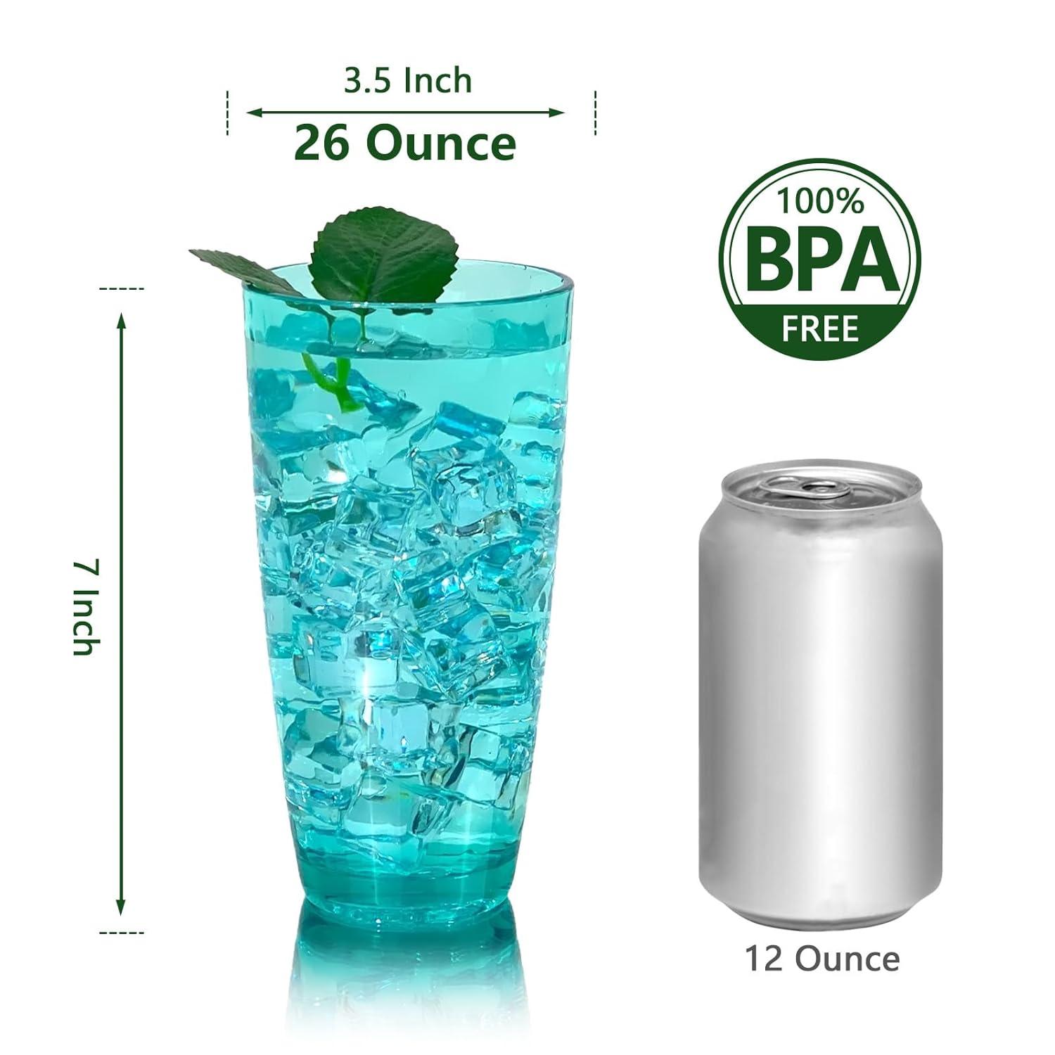 26-Ounce Large Acrylic Glasses Plastic Tumbler/Drinking Cups,Set of 6 Multi-Hammered Style,BPA Free
