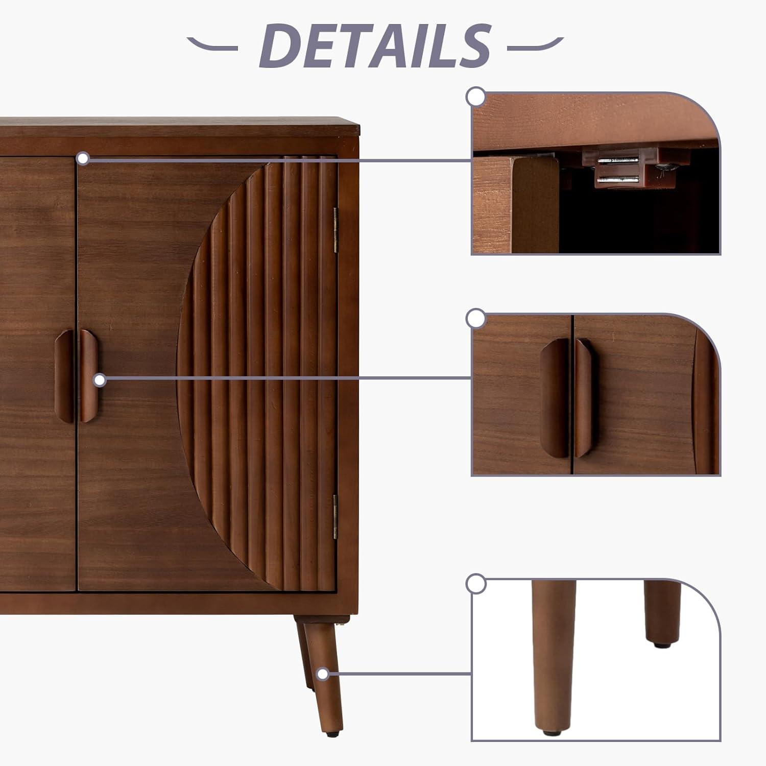 Brown MDF Modern Accent Cabinet with Doors and Shelves