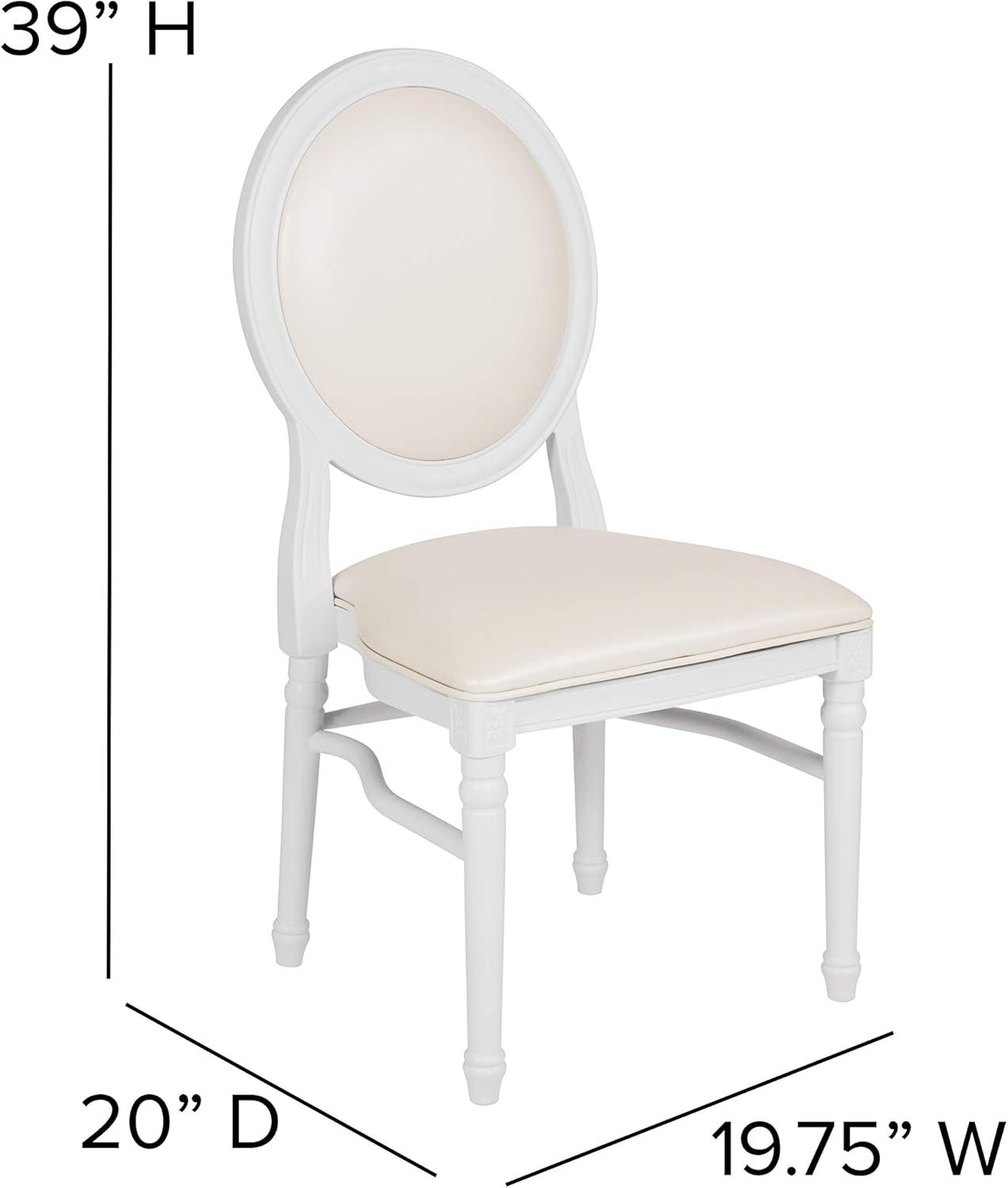 Elegant White Vinyl Upholstered King Louis Side Chair