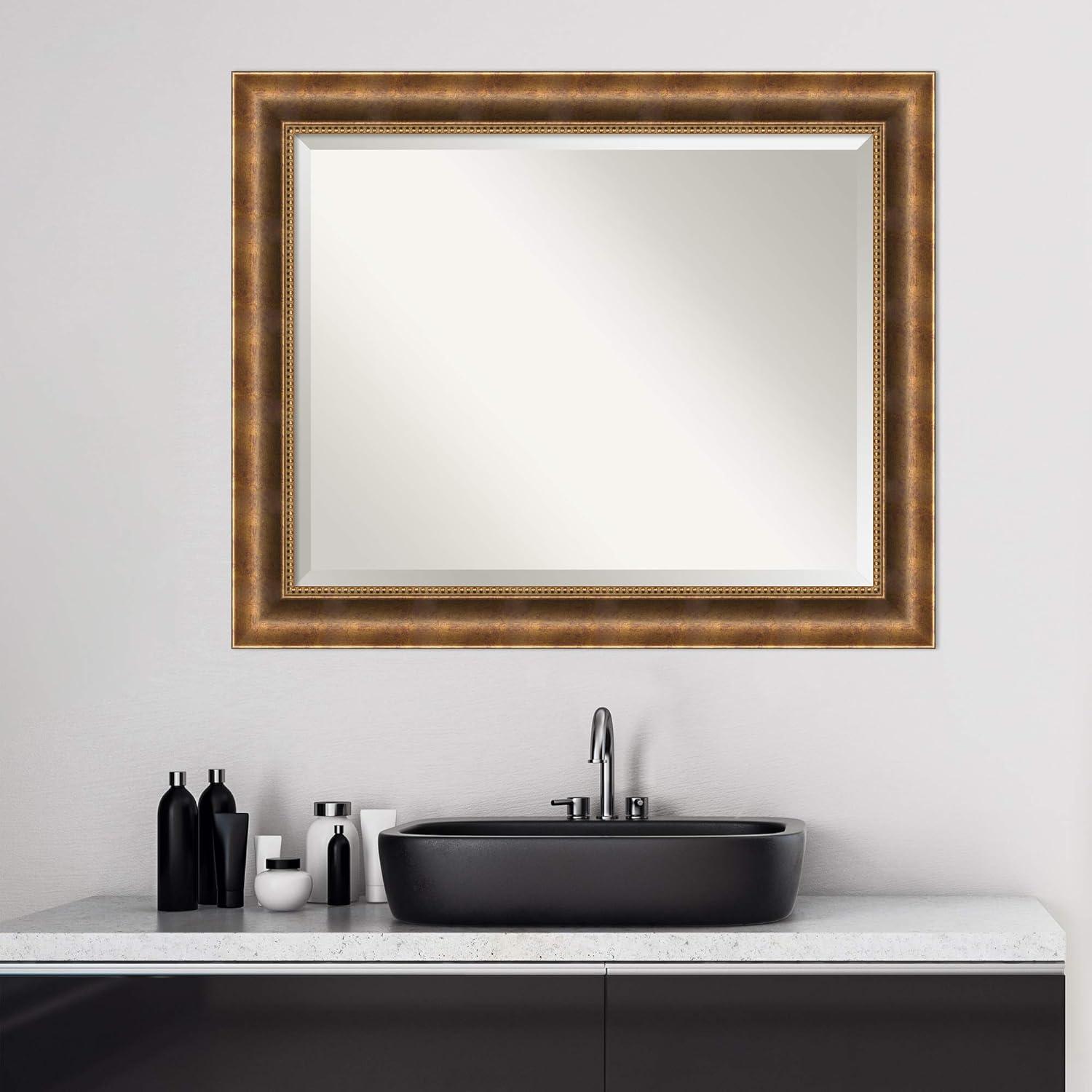 Manhattan Bronze Beveled Wood Framed Bathroom Vanity Mirror