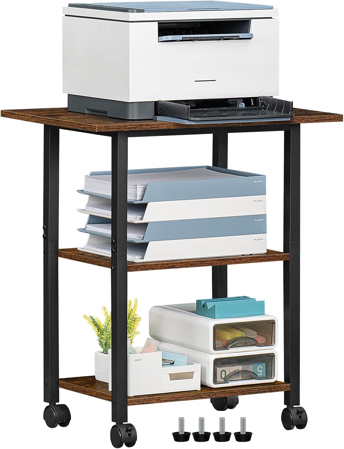 HOOBRO 25.2'' H X 16.5'' W X 11'' D Mobile Printer Stand with Adjustable Shelf