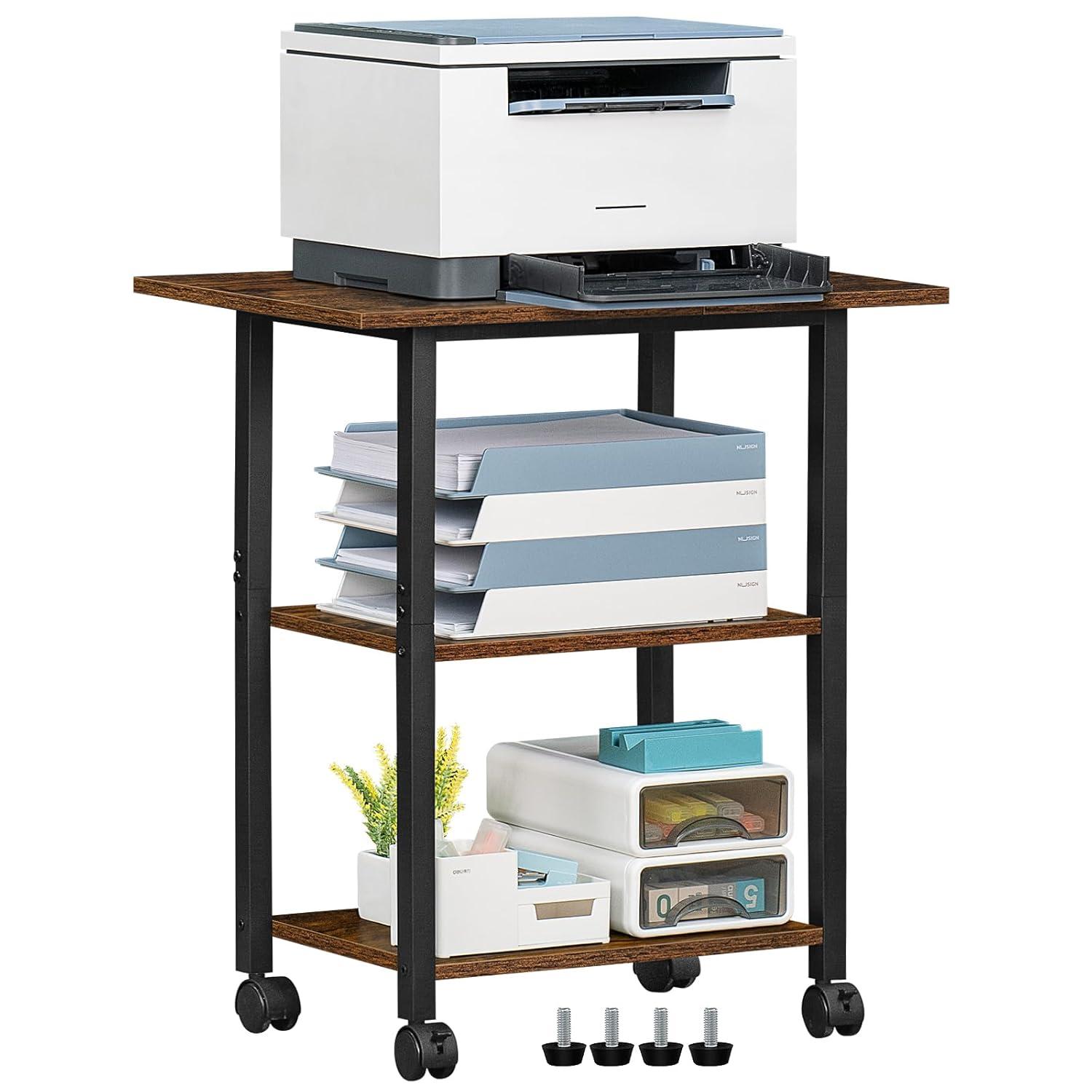 HOOBRO 25.2'' H X 16.5'' W X 11'' D Mobile Printer Stand with Adjustable Shelf