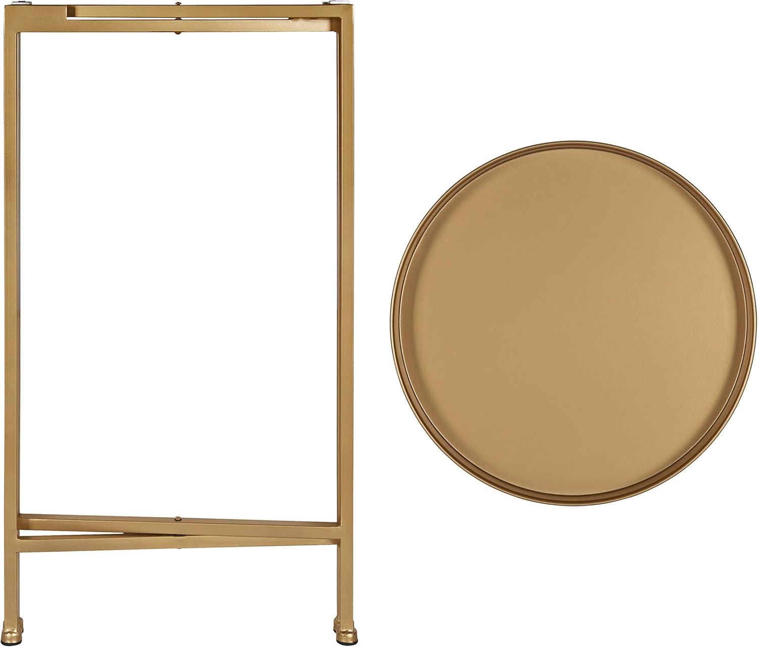 Kate and Laurel Celia Round Metal Tea Table, 14x14x25.75, Gold