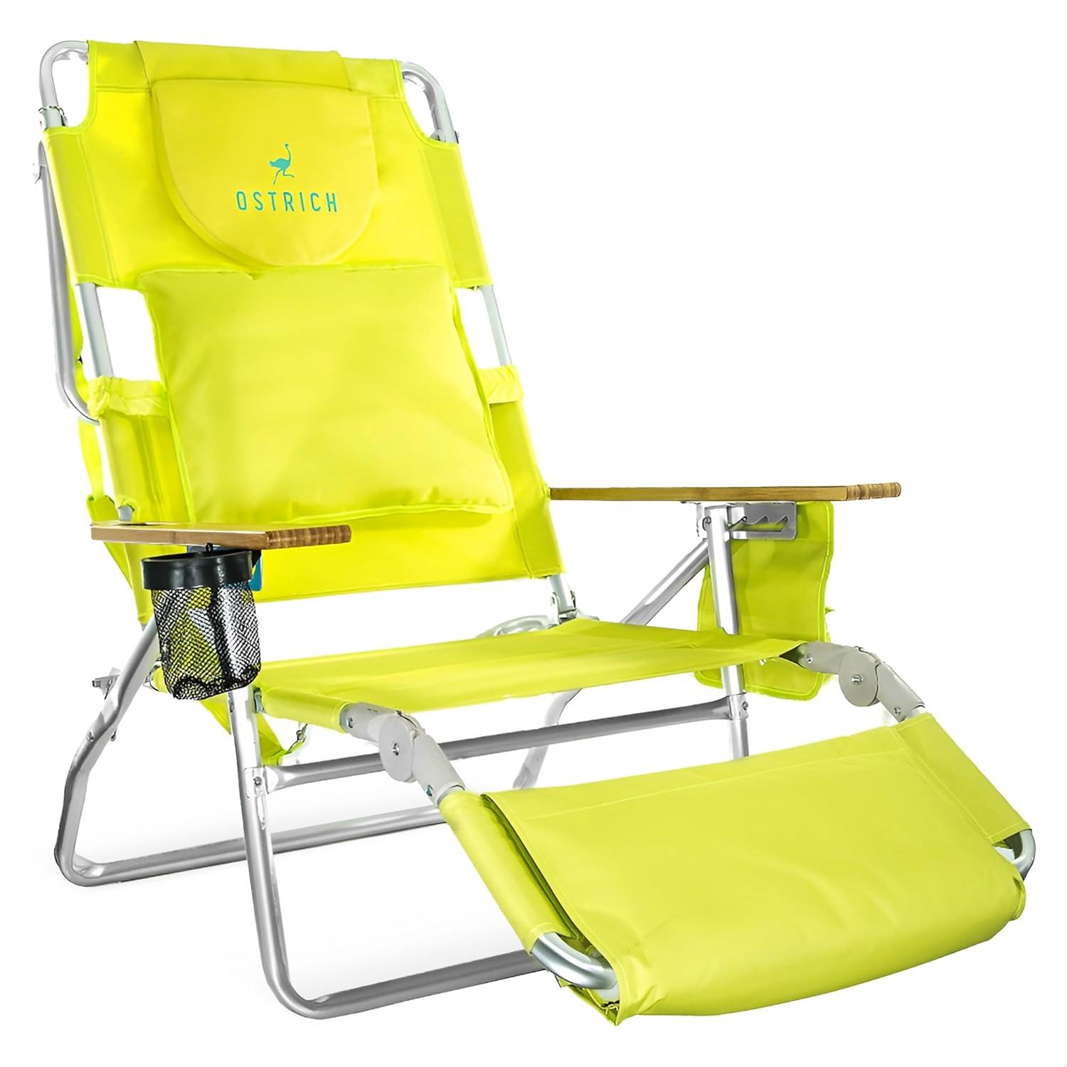 Ostrich Deluxe Padded Lightweight Portable Adjustable Outdoor Reclining Folding Chair with Footrest & Reviews | Wayfair