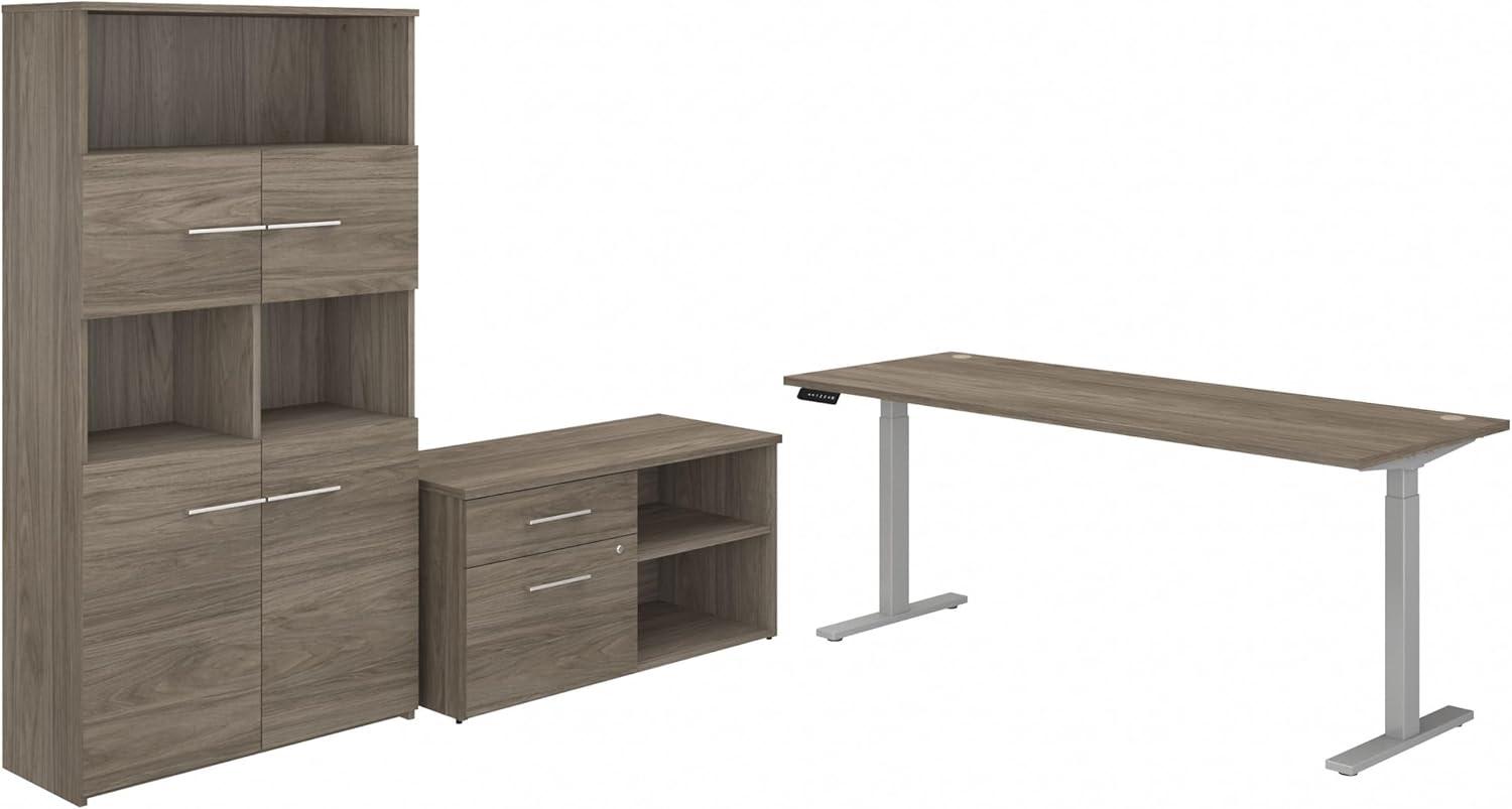 Bush Business Furniture Office 500 72W Height Adjustable Standing Desk with Storage and Bookcase