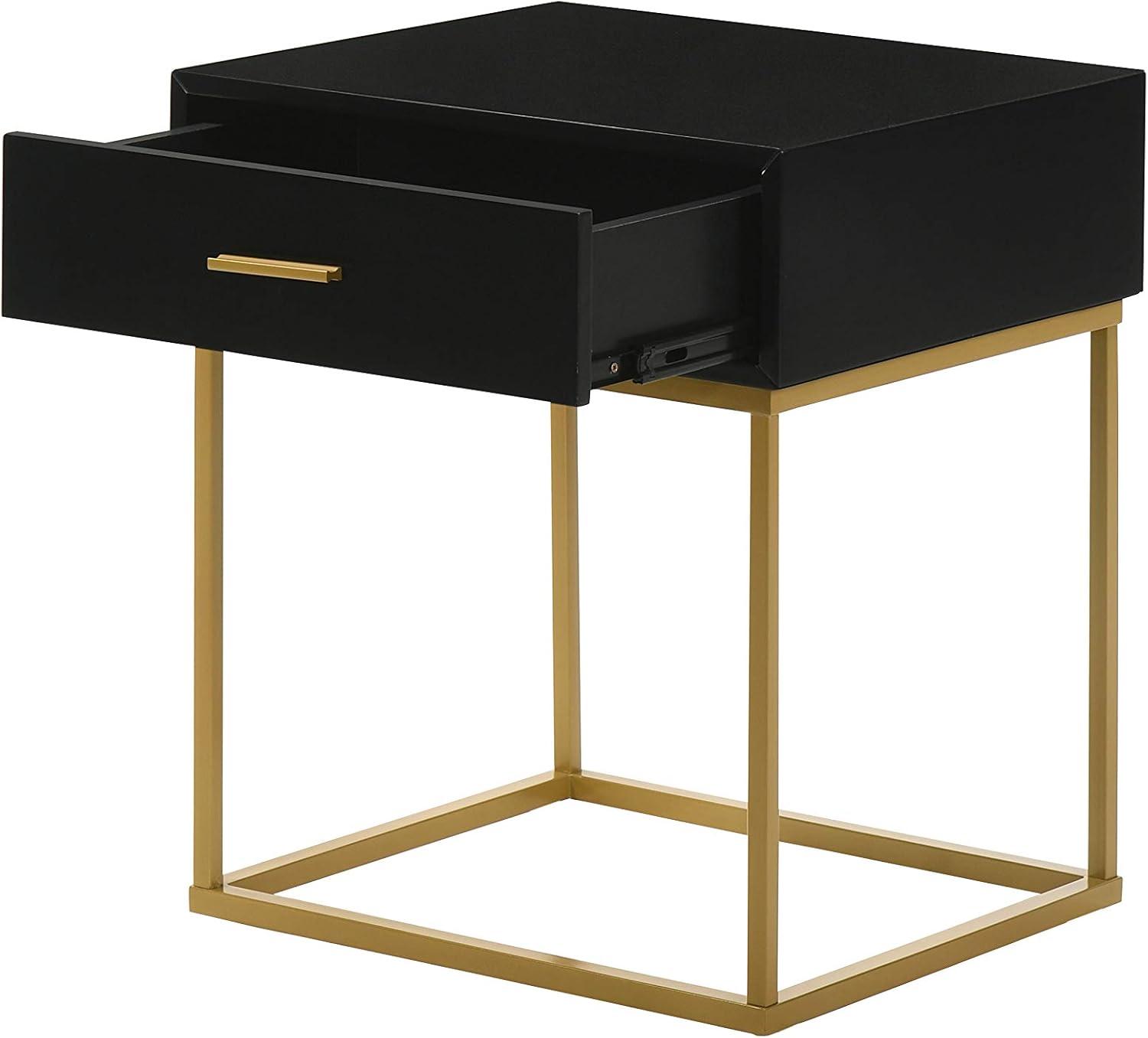 LuXeo LuXeo Catalina One Drawer Nightstand with Mustard Gold Legs